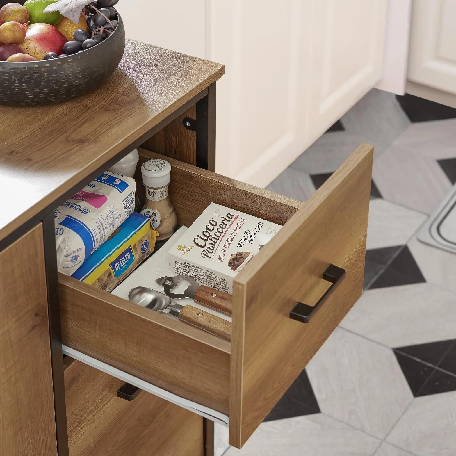 SoBuy KNL02-PF Szafka Kuchenna Wyspa Kuchenna Kredens Stół Barowy 69 x 113 x 106 cm