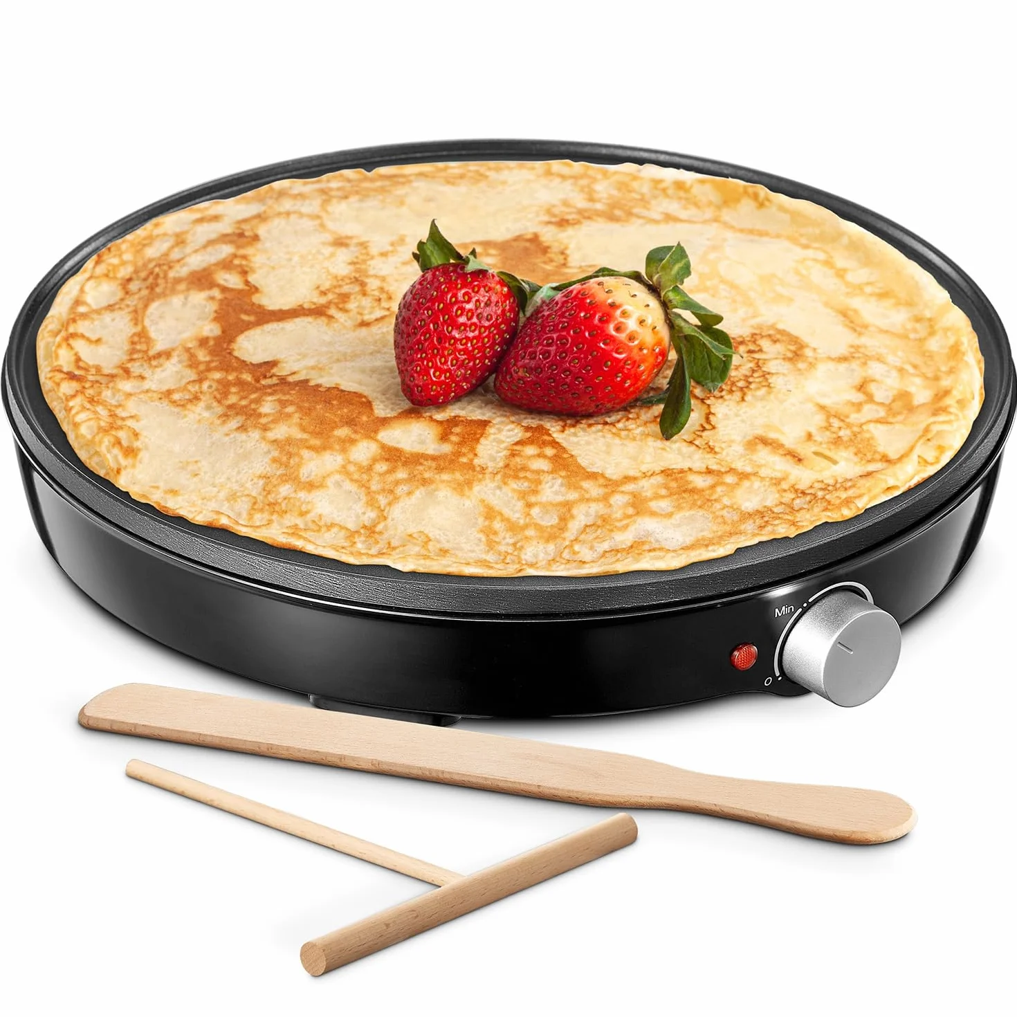 Yabano Przyrząd do naleśników Ø 30 cm retro pancake Maker z łopatką i rozdzielaczem ciasta