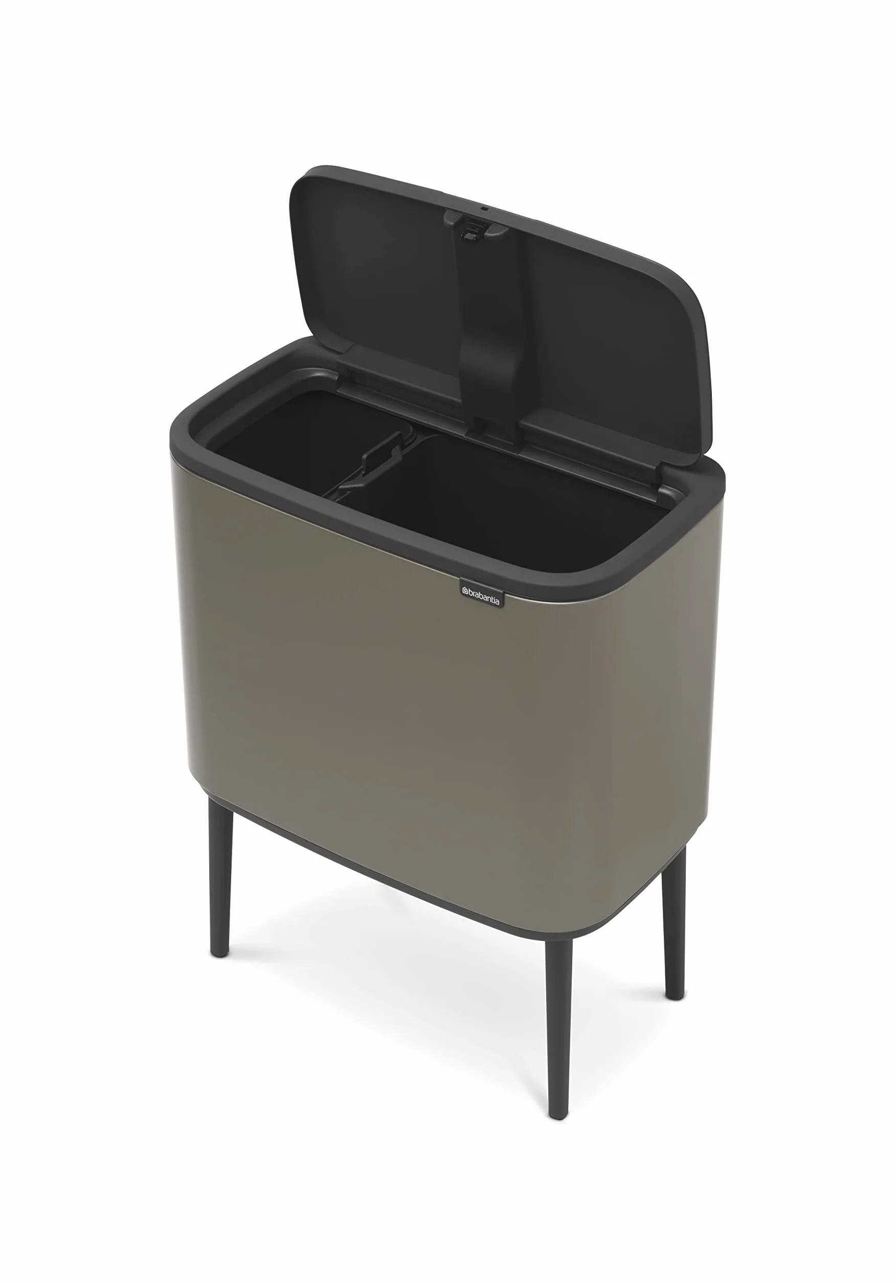 Brabantia - Bo Touch Bin 23+11L - Duży Kosz na Śmieci do Kuchni - Otwieranie Soft-Touch - Podwójny Kosz z Wyjmowanymi Wewnętrznymi Wiadrami - Dołączone Worki na Śmieci - Platinum - 54 x 31 x 68 cm