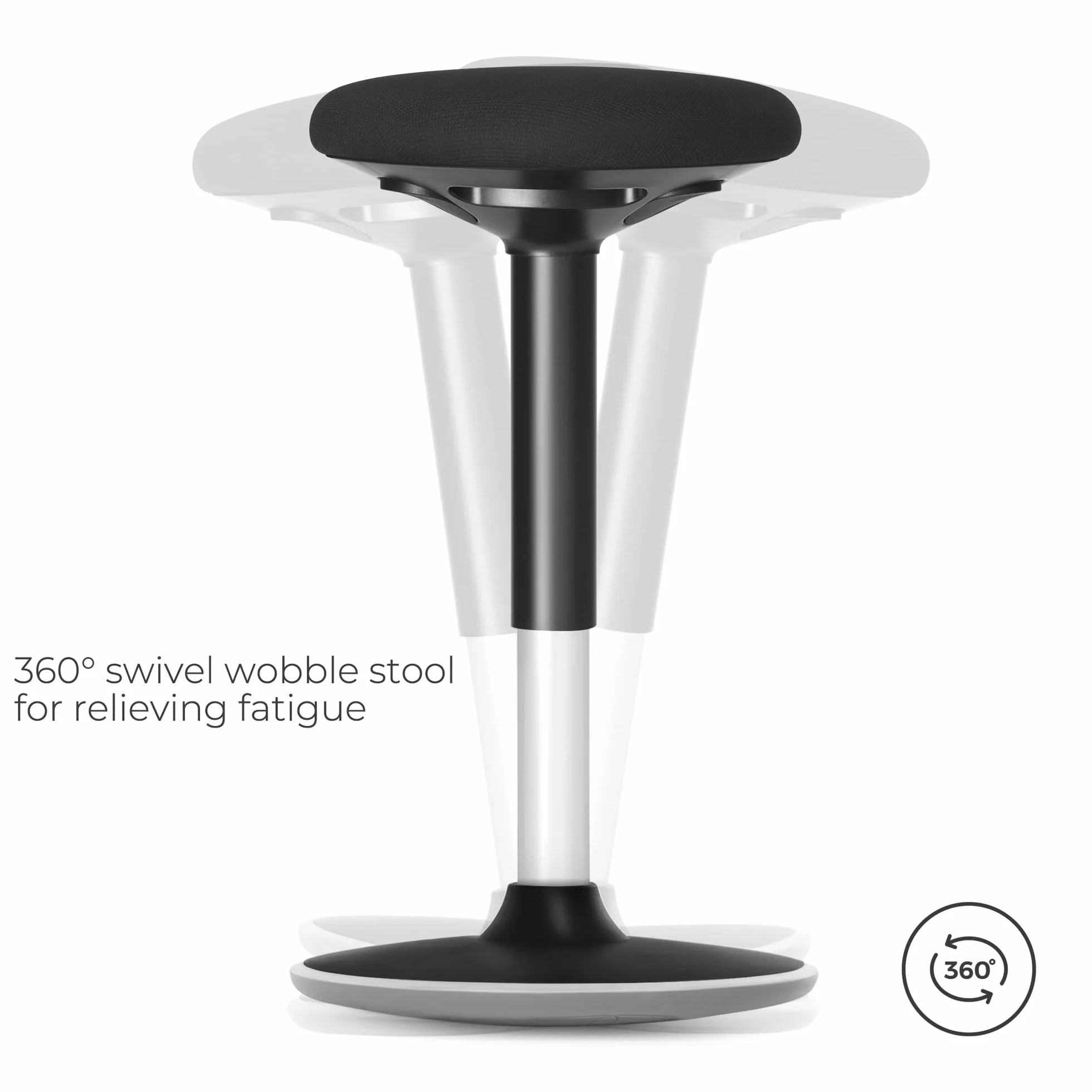 SONGMICS OSC05BK Ergonomiczny taboret biurkowy, obracany o 360°, z regulacją wysokości, 56–81 cm, łatwy montaż, czarny