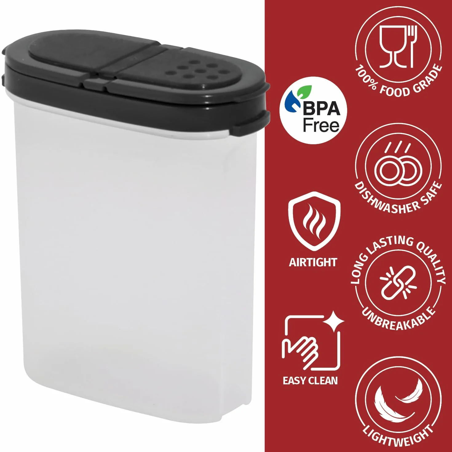 SIGNORA WARE Plastikowe pojemniki na przyprawy – zestaw 8 słoików na przyprawy, 4 mini, 4 duże – słoiki na przyprawy do przechowywania przypraw, ziół, marynat, cukru, soli, pieprzu – łatwe do