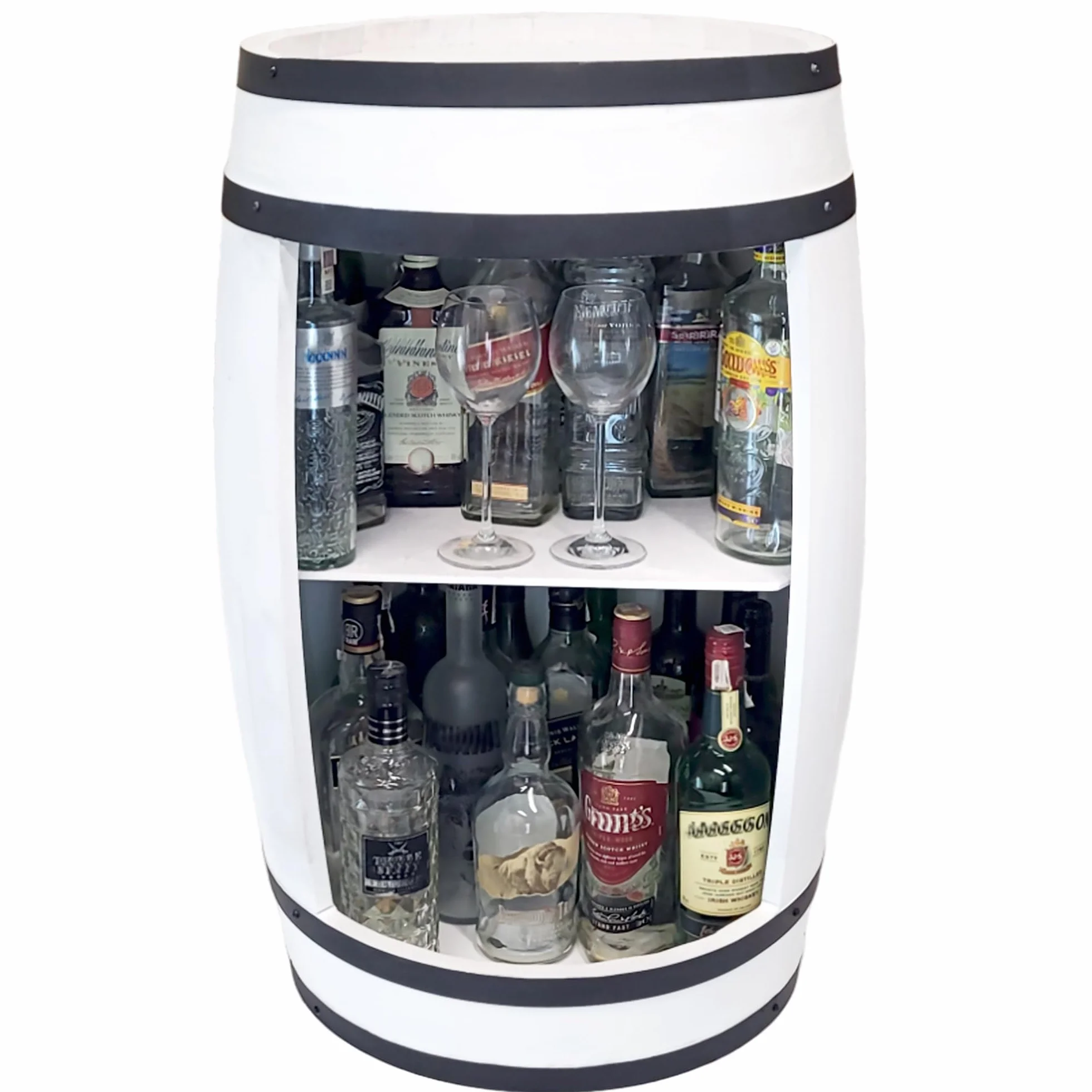 Weeco Regał na wino bar domowy z drewna 80x50 cm białe vintage stolik barowy na whisky