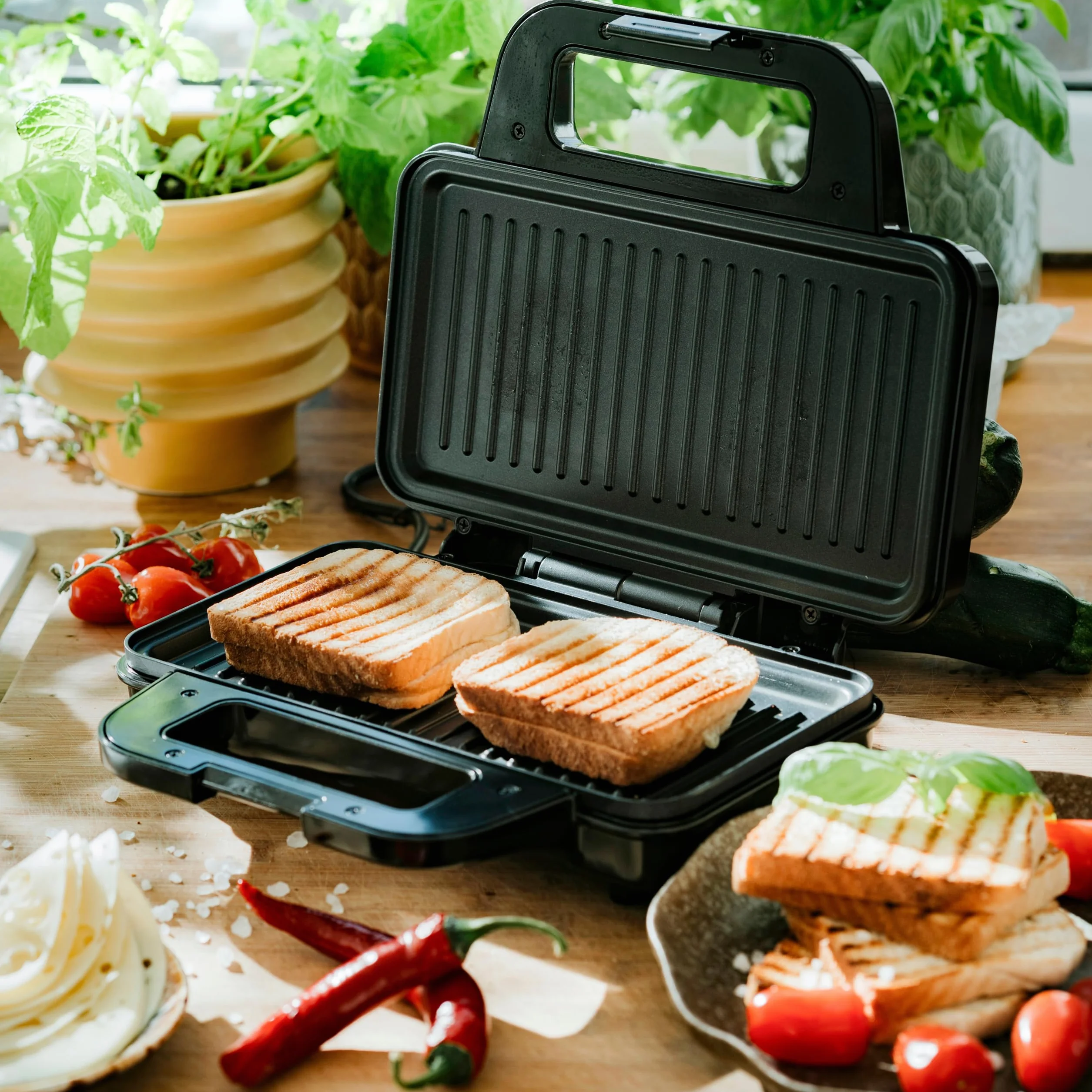 Camry - opiekacz do kanapek i panini grill w jednym – 2 w 1 – szybki grill tosty – kempingowy ekspres do kanapek