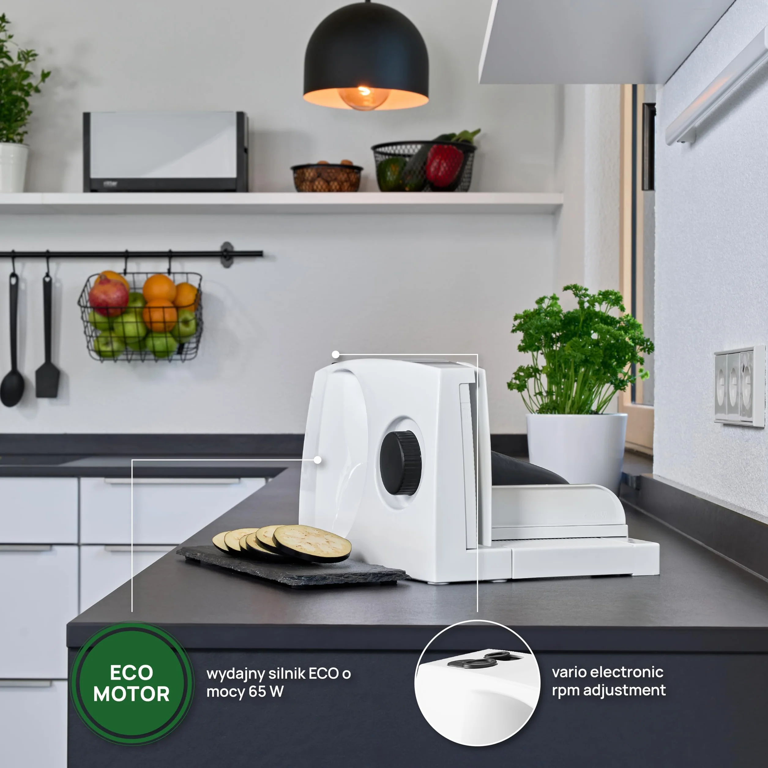 ritter markant 05 składana elektryczna krajalnica do chleba, wędlin i sera z silnikiem Eco, Made in Germany