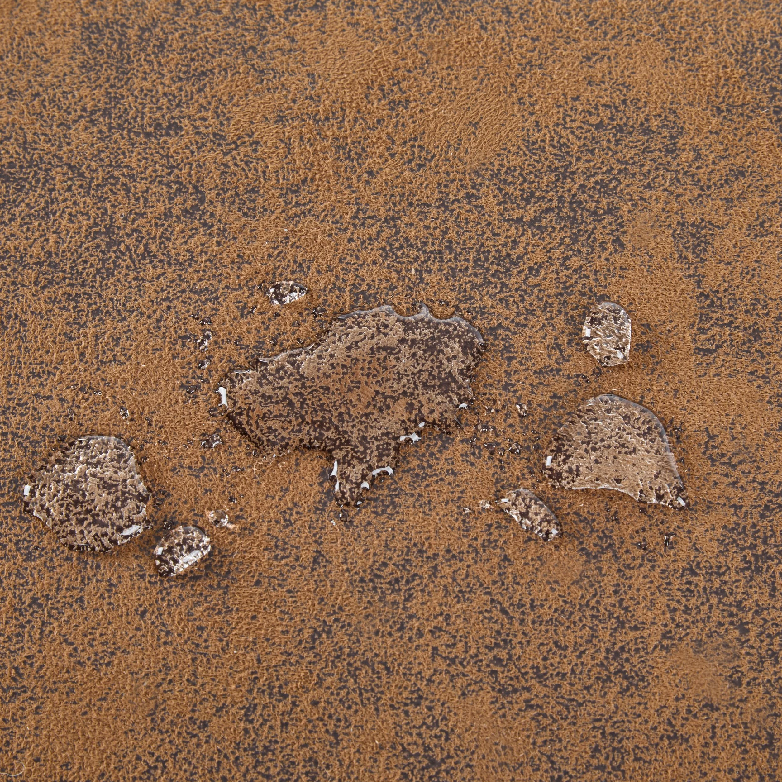 Balama Otoman podnóżek rustykalny 40 x 30 x 35 cm, brązowy w stylu vintage, metalowe nogi, wyściełane siedzisko, wodoodporne obicie z materiału, regulowane ślizgacze