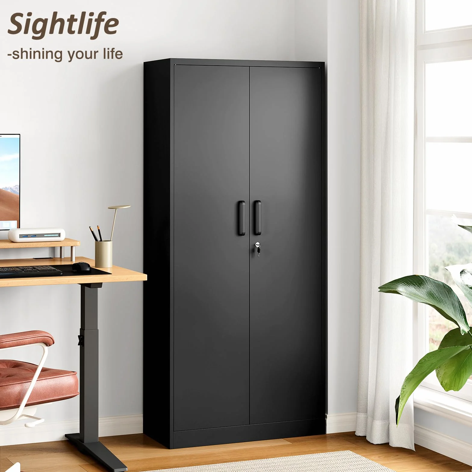 Sightlife Szafka na akta metalowa zamykana 2 drzwi 170x78x39