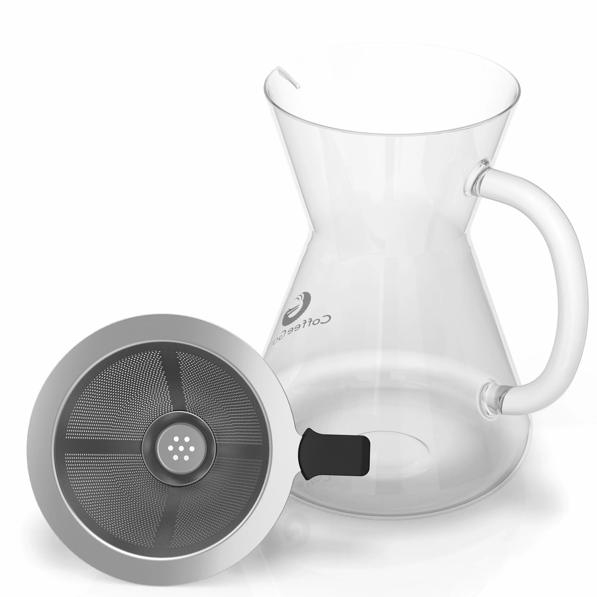 Coffee Gator Pour Over zaparzacz do kawy – więcej smaku dzięki bezpapierowemu filtrowi ze stali nierdzewnej i szklanej karafce – ręczny zaparzacz do kawy – 400 ml