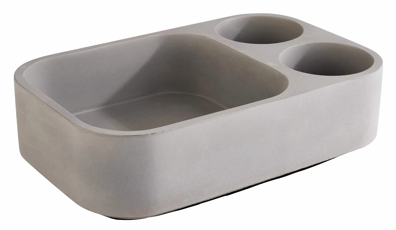 APS Table Caddy "Element", szara podpórka do stołu z betonu, z 2 otworami (Ø 6,5 cm) i spodem chroniącym meble, wymiary 23,5 x 16 cm, wysokość 6,5 cm