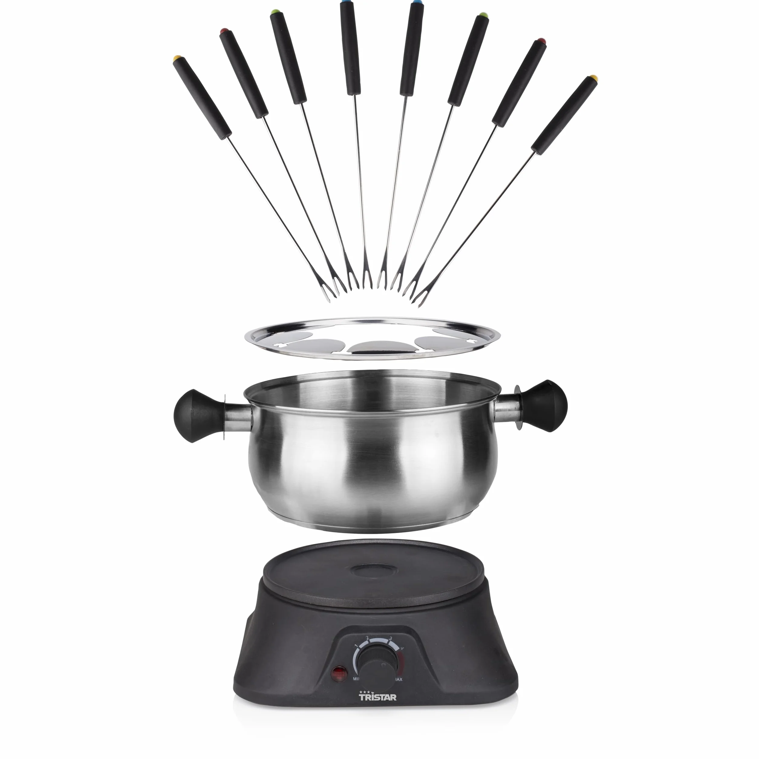 Tristar zestaw do fondue dla maksymalnie 8 osób, pojemność 1,3 l, widelce ze stali nierdzewnej i pierścień do sosów, 1400 W, FO-1109