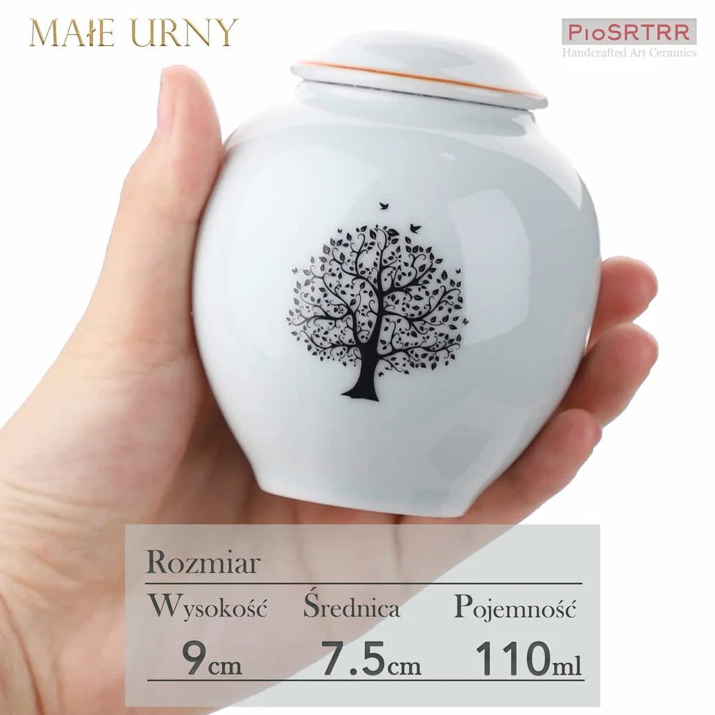 Ceramiczne mini urny na prochy Drzewo Życia dla dorosłych i zwierząt