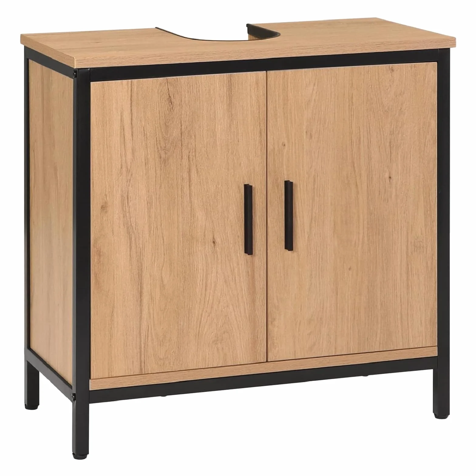 EUGAD Szafka pod umywalkę 60 x 60 x 30 cm, Szafka łazienkowa z regulowaną w wysokości przegrodą, Mała szafka łazienkowa wykonana z materiału drewnianego, Czarna