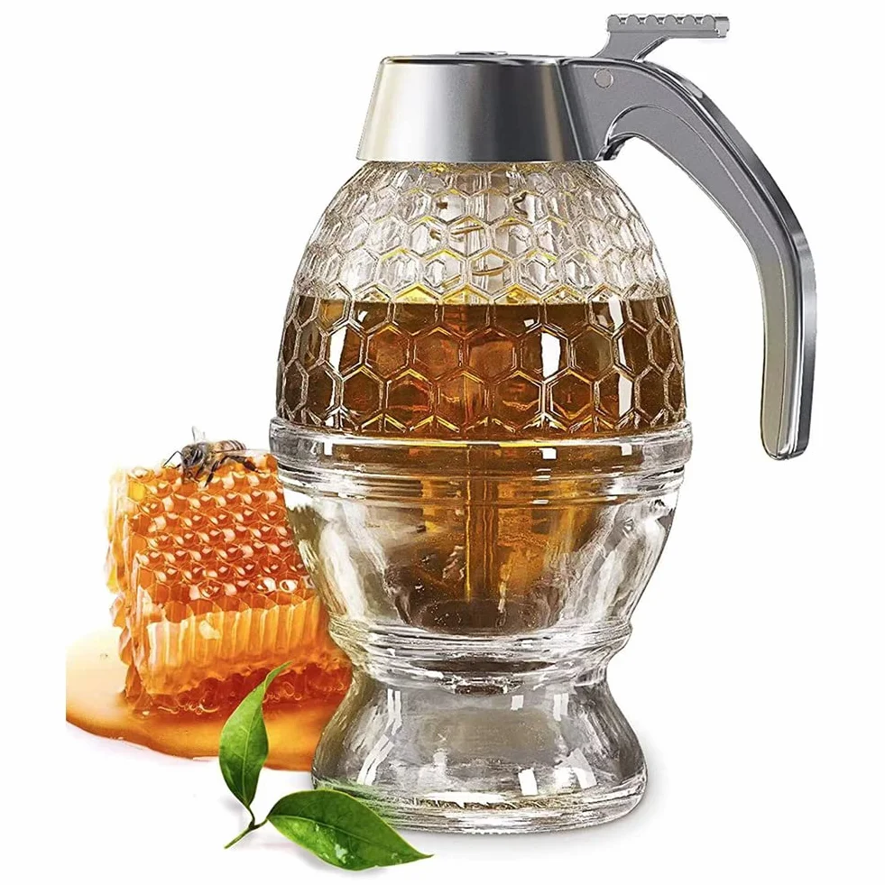 Miód Dispenser-200ml Akrylowy syrop miodowy dozownik pszczoły miód dozownik przezroczysty Shake Handshandle