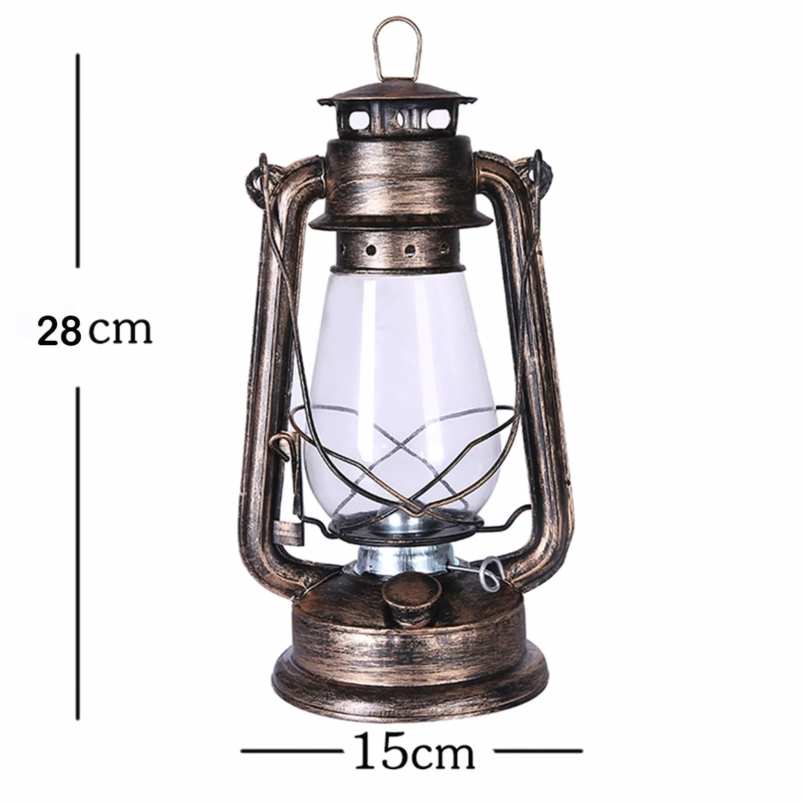 Retro lampa naftowa zewnętrzna wisząca brązowa latarnia huraganowa