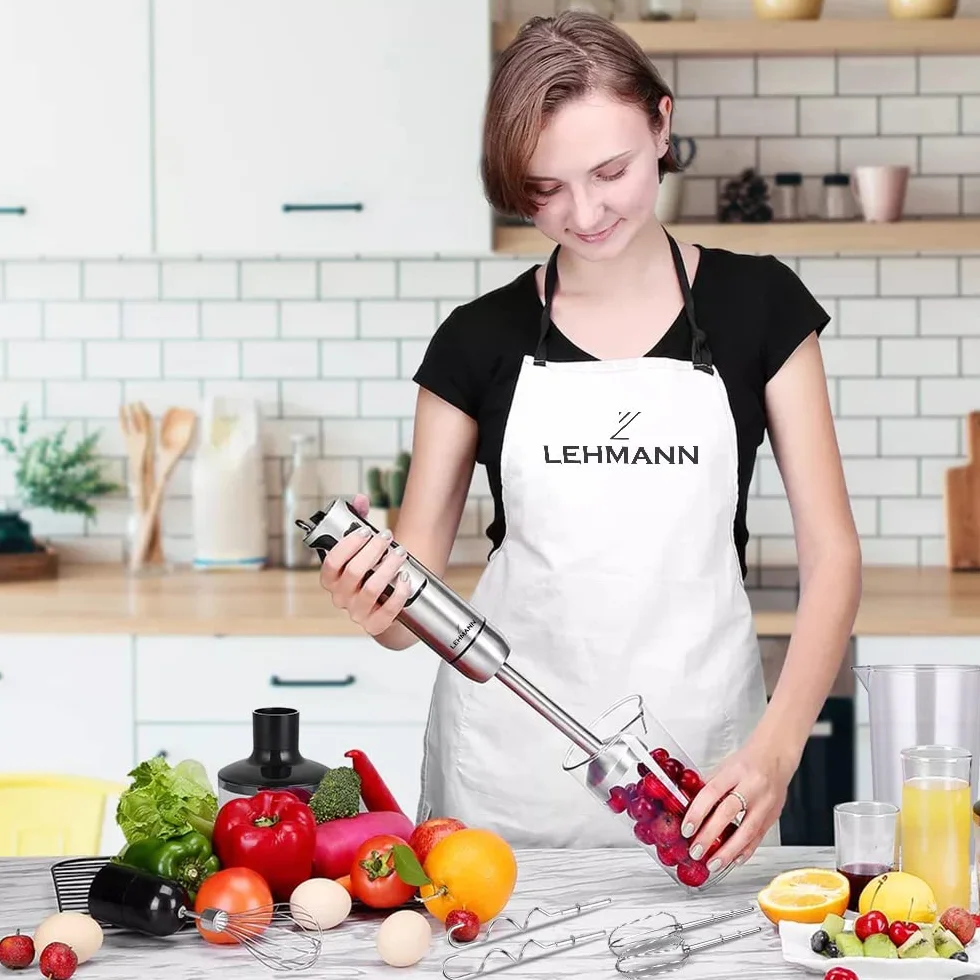 Lehmann Chowmei Blender ręczny zestaw 1200 W, Blender immersyjny z funkcją turbo i regulacją prędkości, elektryczny wielofunkcyjny blender ręczny, w zestawie 6-częściowy zestaw akcesoriów