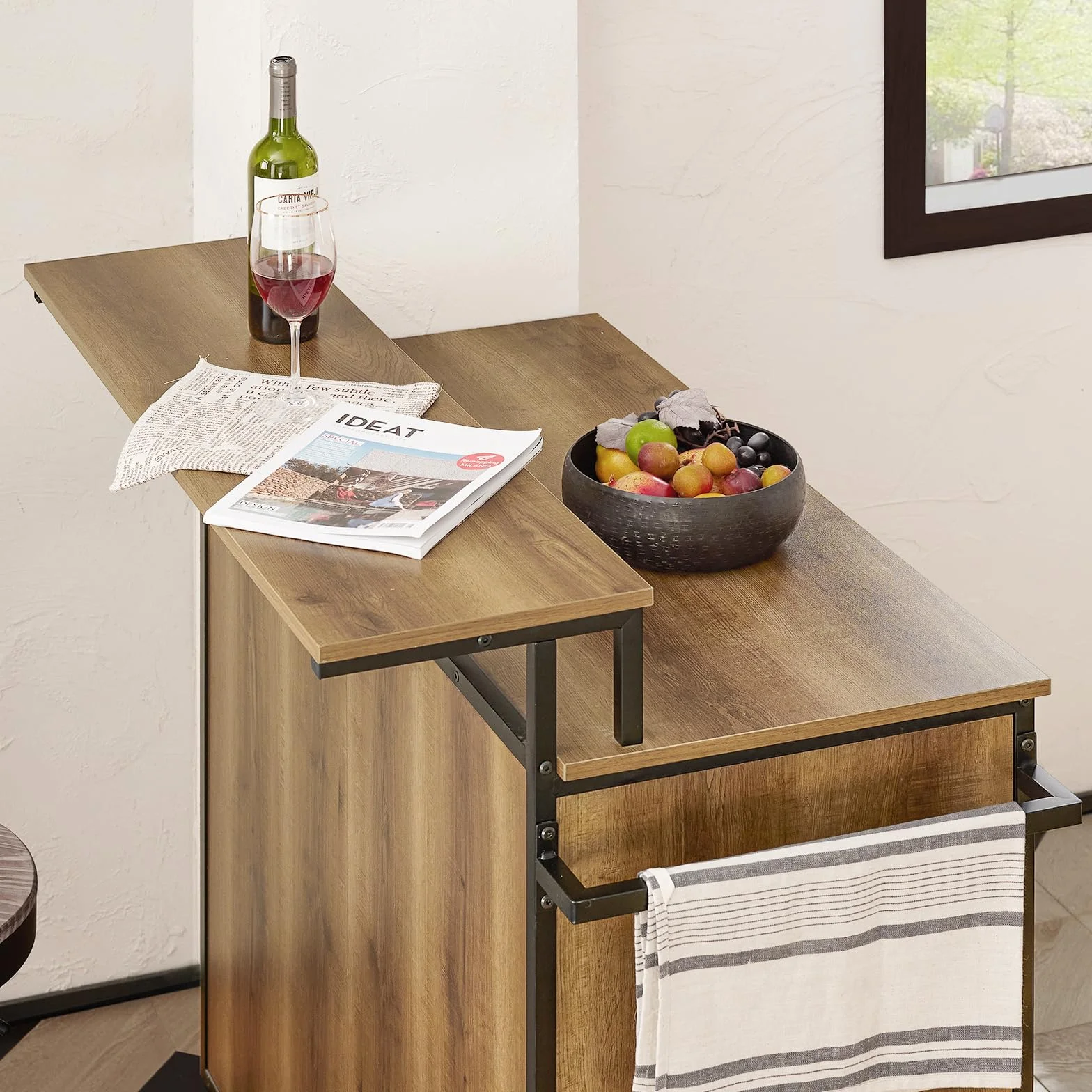 SoBuy KNL02-PF Szafka Kuchenna Wyspa Kuchenna Kredens Stół Barowy 69 x 113 x 106 cm