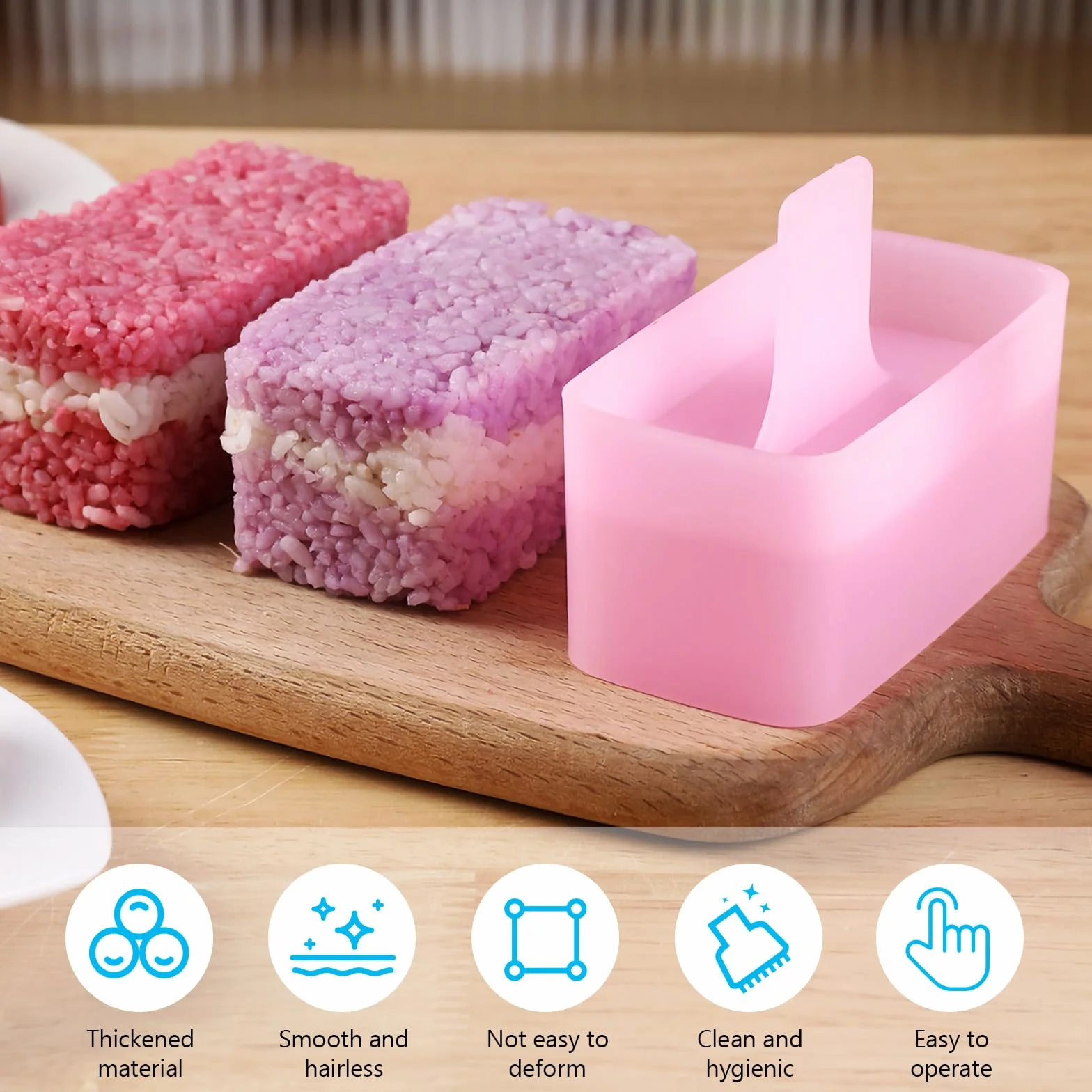 Zestaw 3 foremek do ryżu, Musubi Maker Press z trójkątną prasą do sushi (duża i mała), klasyczna trójkątna forma do sushi, nietoksyczna, nie zawiera BPA