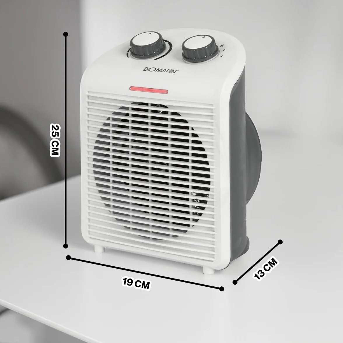 Bomann Termowentylator - Nagrzewnica elektryczna - Nagrzewnica - Przenośna i kompaktowa nagrzewnica 2 poziomy ogrzewania (1000/2000 W) Biały/HL 660401 CB BOMANN
