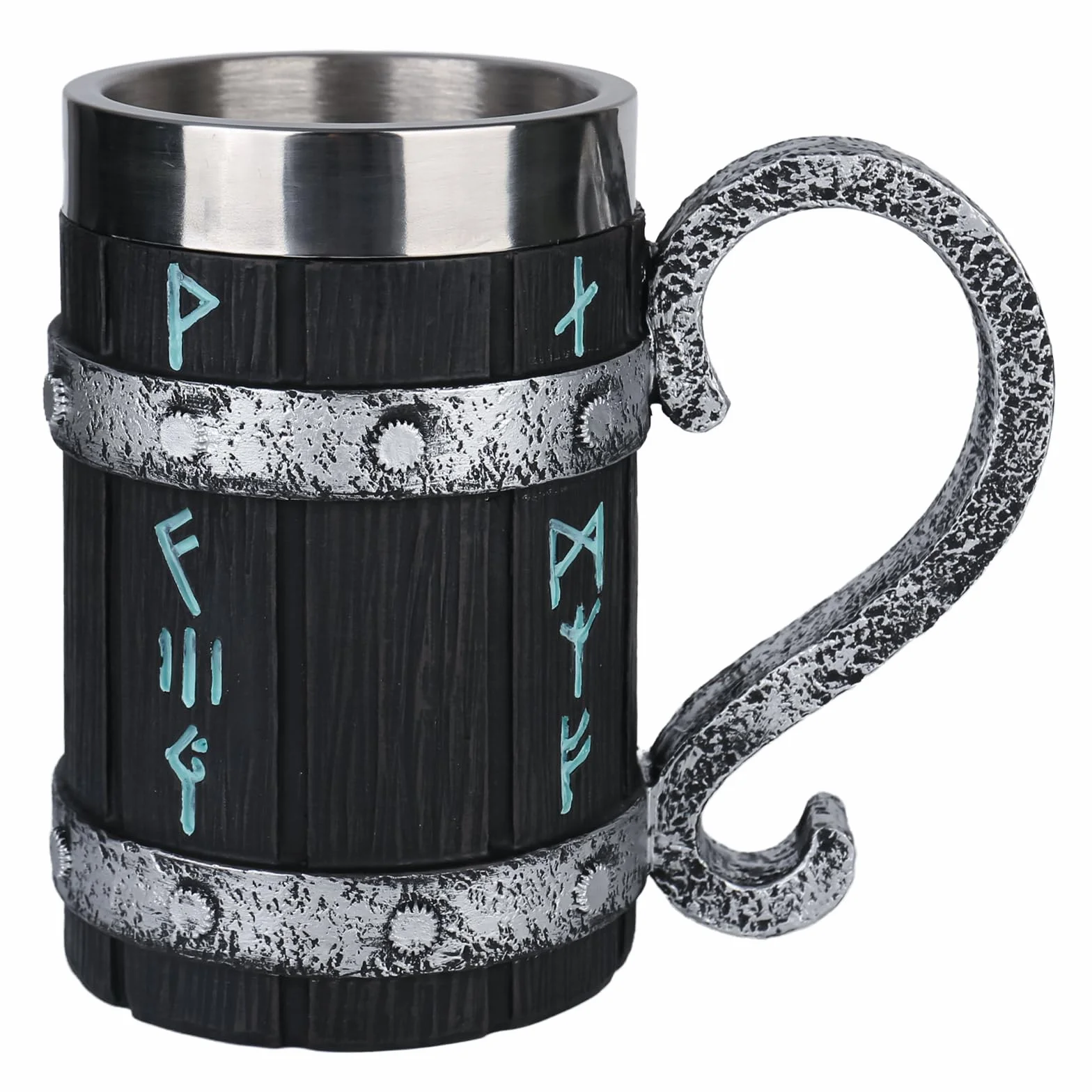 Viking Wooden Barrel Beer Mug, ręcznie wykonany drewniany kufel do piwa w kształcie beczki, wkładka ze stali nierdzewnej, vintage kufel do piwa 600 ml, średniowieczny kubek do picia do kawy