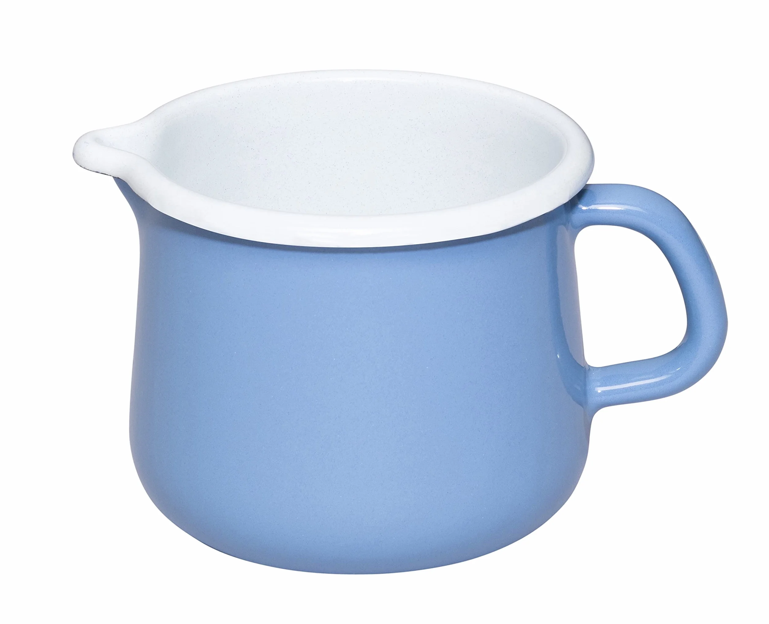 Riess Classic Nature Blue 0671-128 garnek z dziobem wykonany z emalii, nadaje się do wszystkich rodzajów kuchenek, średnica: 10 cm, pojemność: 0,75 l