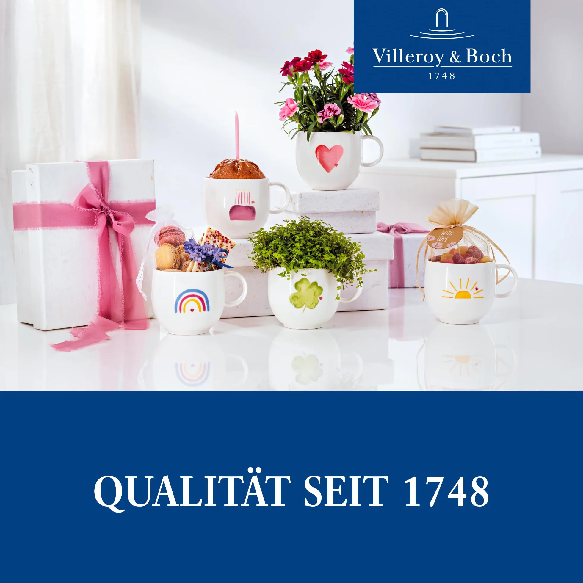 Villeroy & Boch With Love kubek z uchem Hello Sunshine porcelana filiżanka do kawy i herbaty