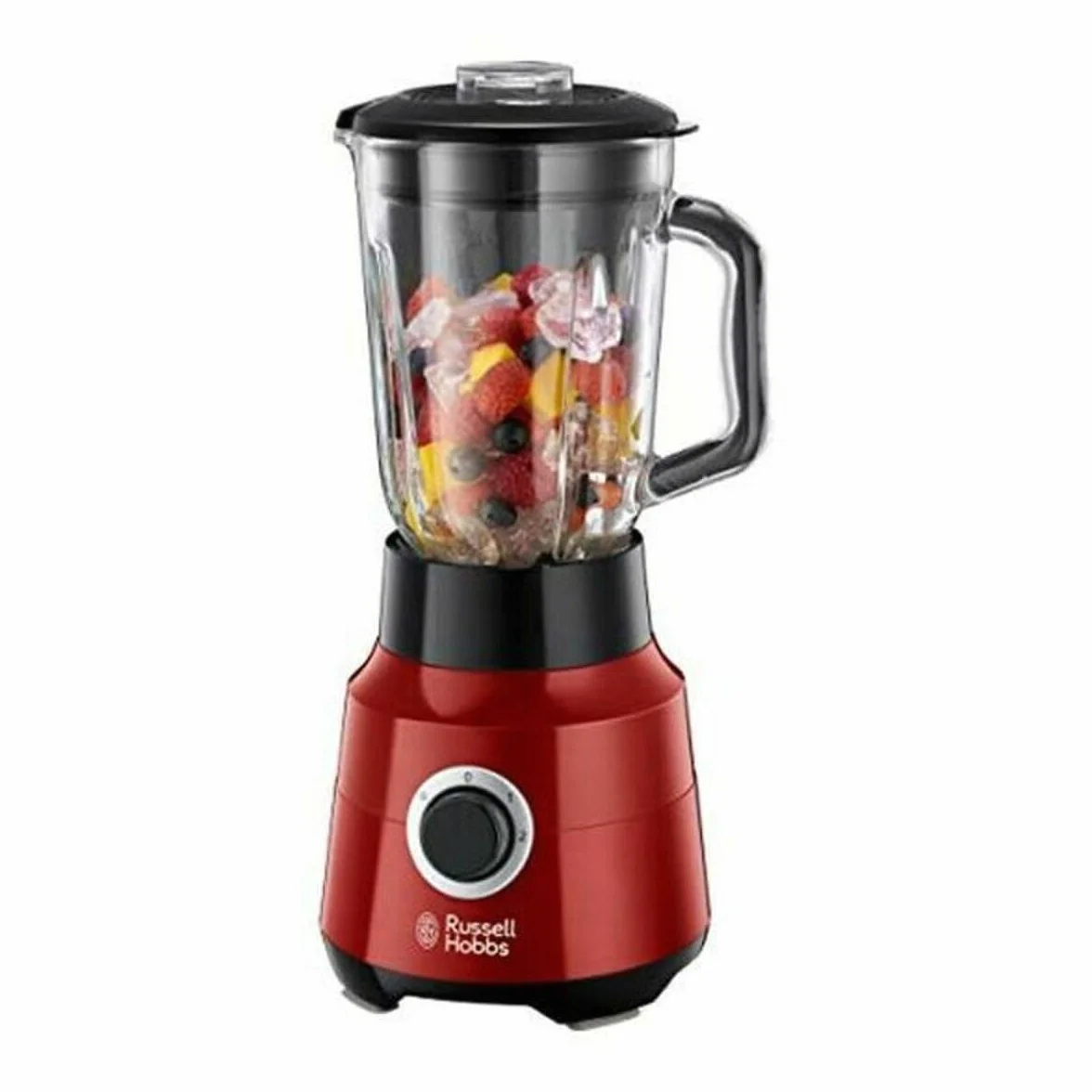 Russell Hobbs blender, blender kielichowy, skokowa regulacja obrotów, ostrza ze stali nierdzewnej, szklany kielich, 22 tyś. obrotów/min., pojemność 1,5l, moc 650W, czerwony, Desire 24720-56