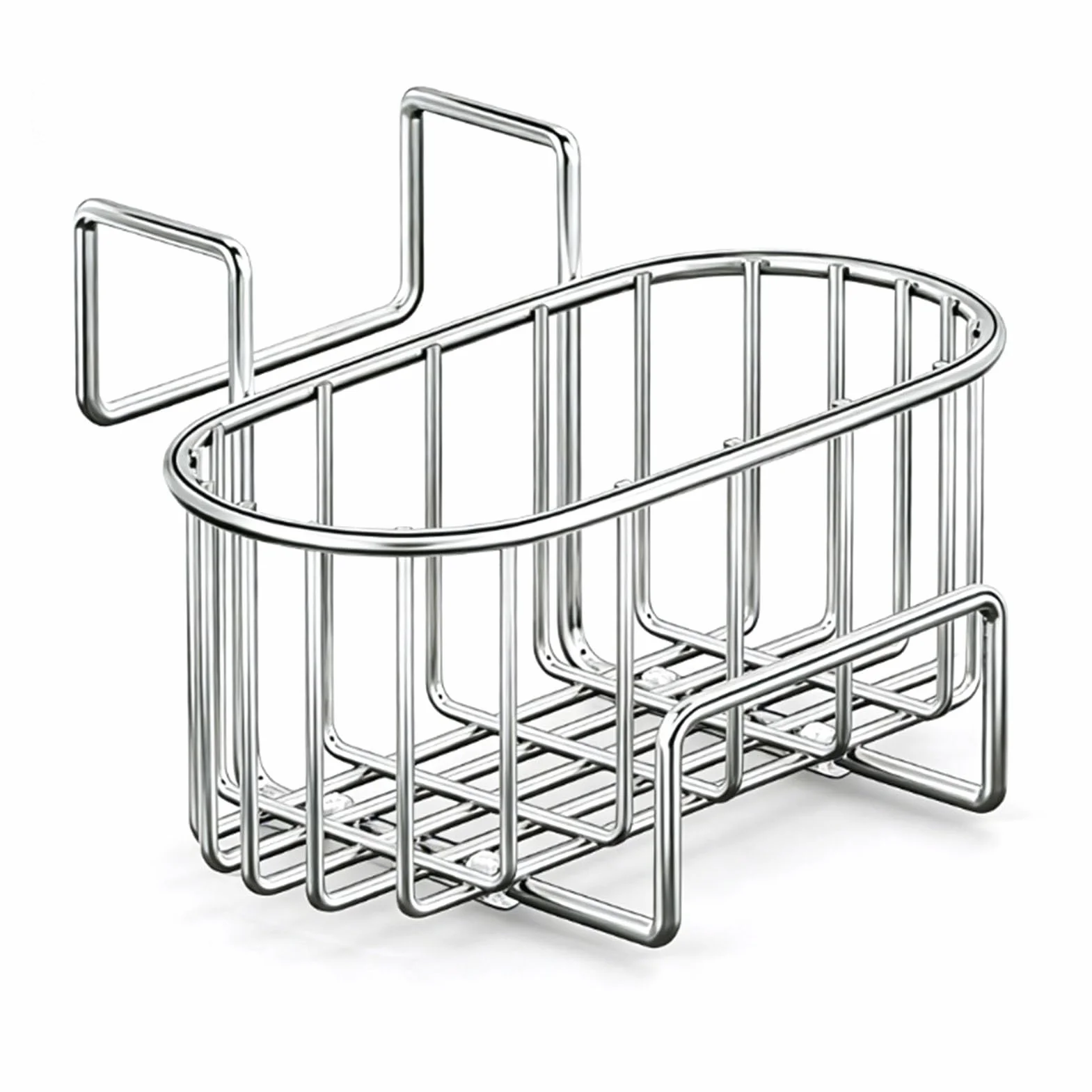 Uchwyt na gąbkę do Zlewu Kuchennego, Wisząca Taca Ociekowa Metalowy Organizer do Przechowywania Zlewu, Szmatka Mycia naczyń Stojak na Dozownik Mydła Uchwyt ściereczki (SILVER)