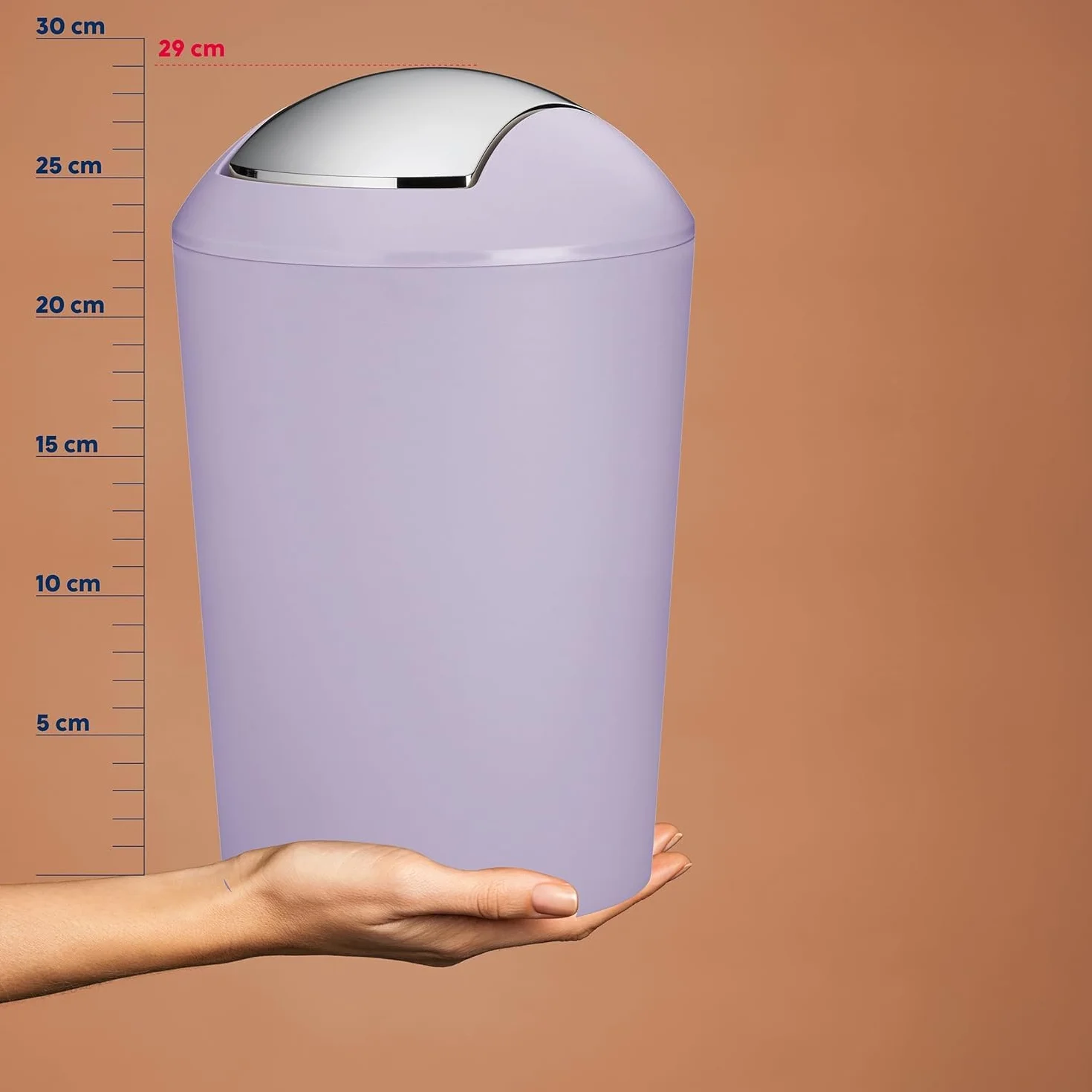kela Kosz na śmieci z uchylną pokrywą, fioletowy, 5 l, z uchylną pokrywą, tworzywo sztuczne, MARTA, kosz na śmieci do łazienki, pastelowy fioletowy matowy