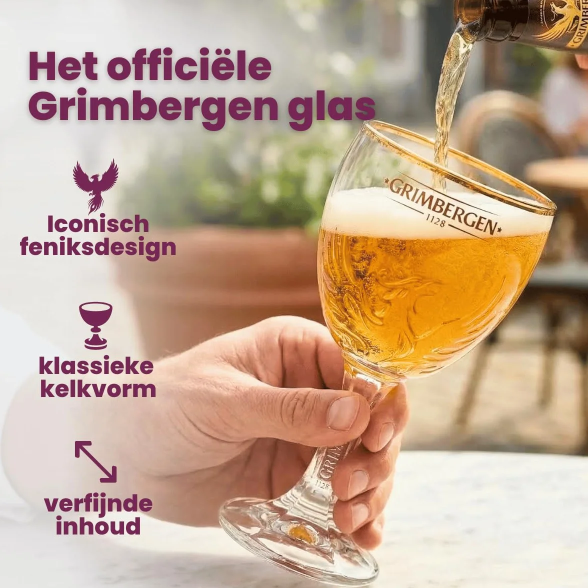 Grimbergen Szklanki do piwa z nóżką 330 ml - 4 sztuki
