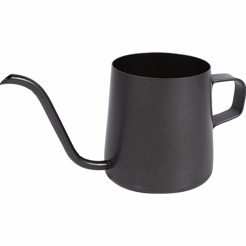 Czarny dzbanek do kawy ze stali nierdzewnej z długą wylewką łabędzia szyi, idealna kontrola przepływu, 250 ml/350 ml (250 ml)