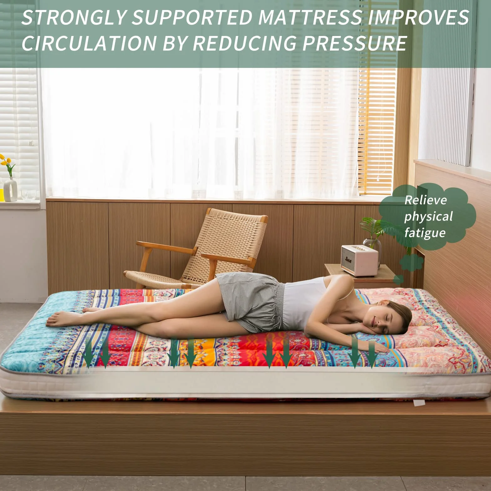 MAXYOYO Materac futon 150x200 cm przenośne łóżko kempingowe japońska mata do tatami