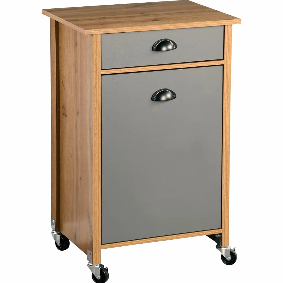 Kesper | Wózek kuchenny z systemem segregacji śmieci, materiał: płyta pilśniowa, wymiary: szer. 50 x wys. 79 x gł. 37 cm, kolor: brązowy, szary | 25528 13