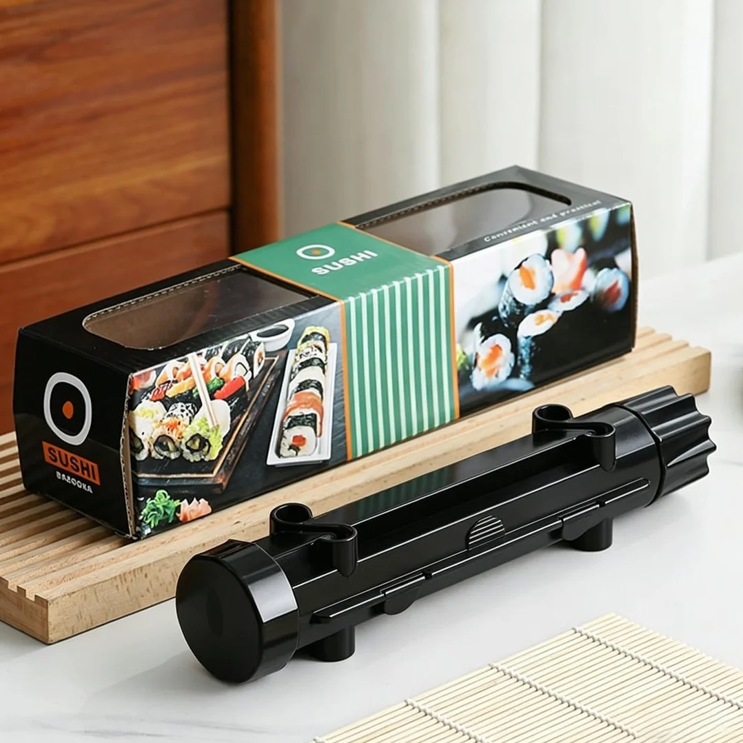 Zestaw do robienia sushi, zestaw wałków do sushi, zestaw do robienia sushi, sushi, przyrząd do wałków do sushi i mata bambusowa? dla początkujących - kompletny zestaw do sushi, biały