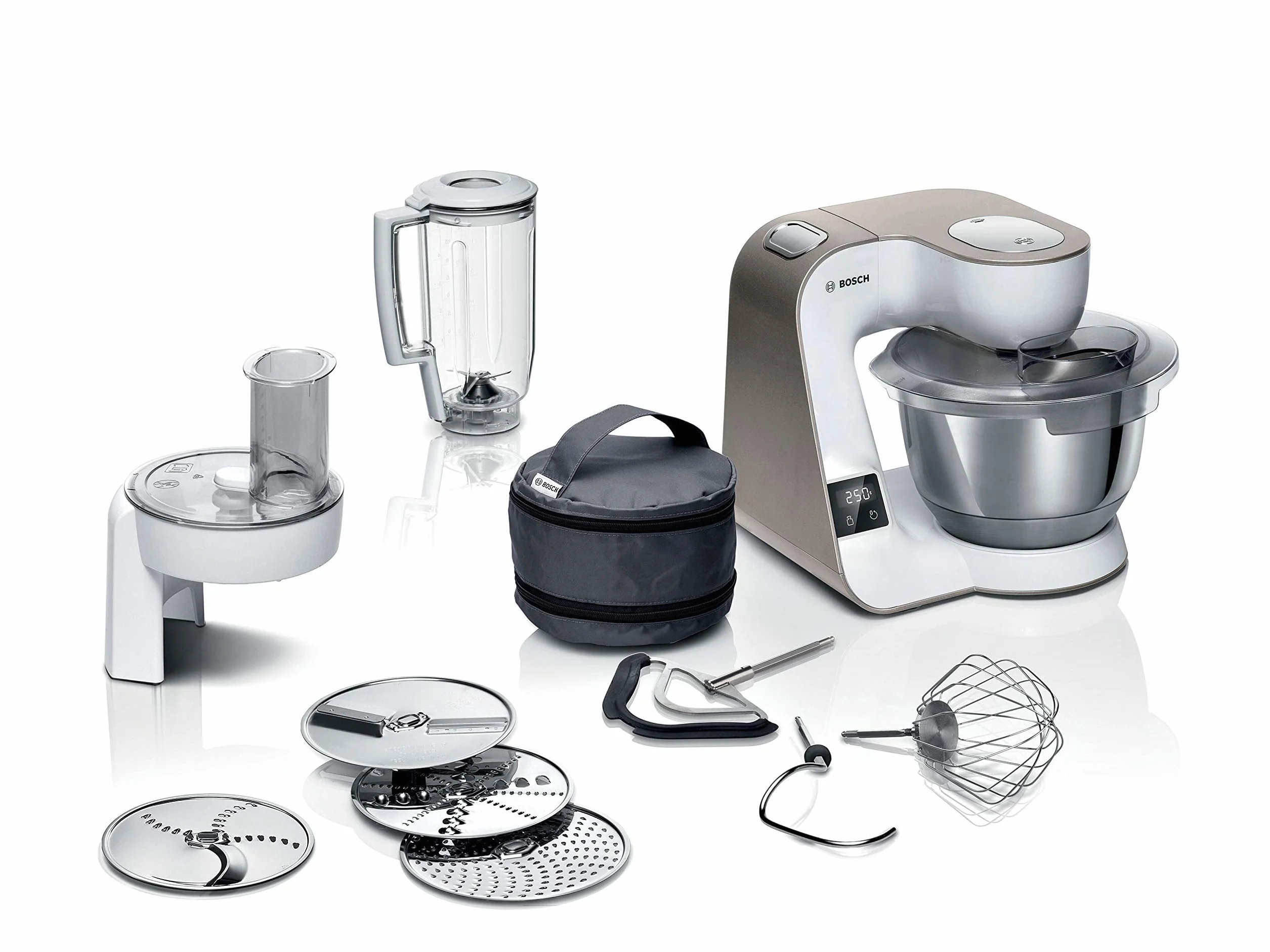 Bosch Hausgeräte MUM5XW20 MUM 5 Robot Kuchenny, Stal Nierdzewna/Tworzywo Sztuczne, 1000 W, 3,9 Litra, Biały/Szary