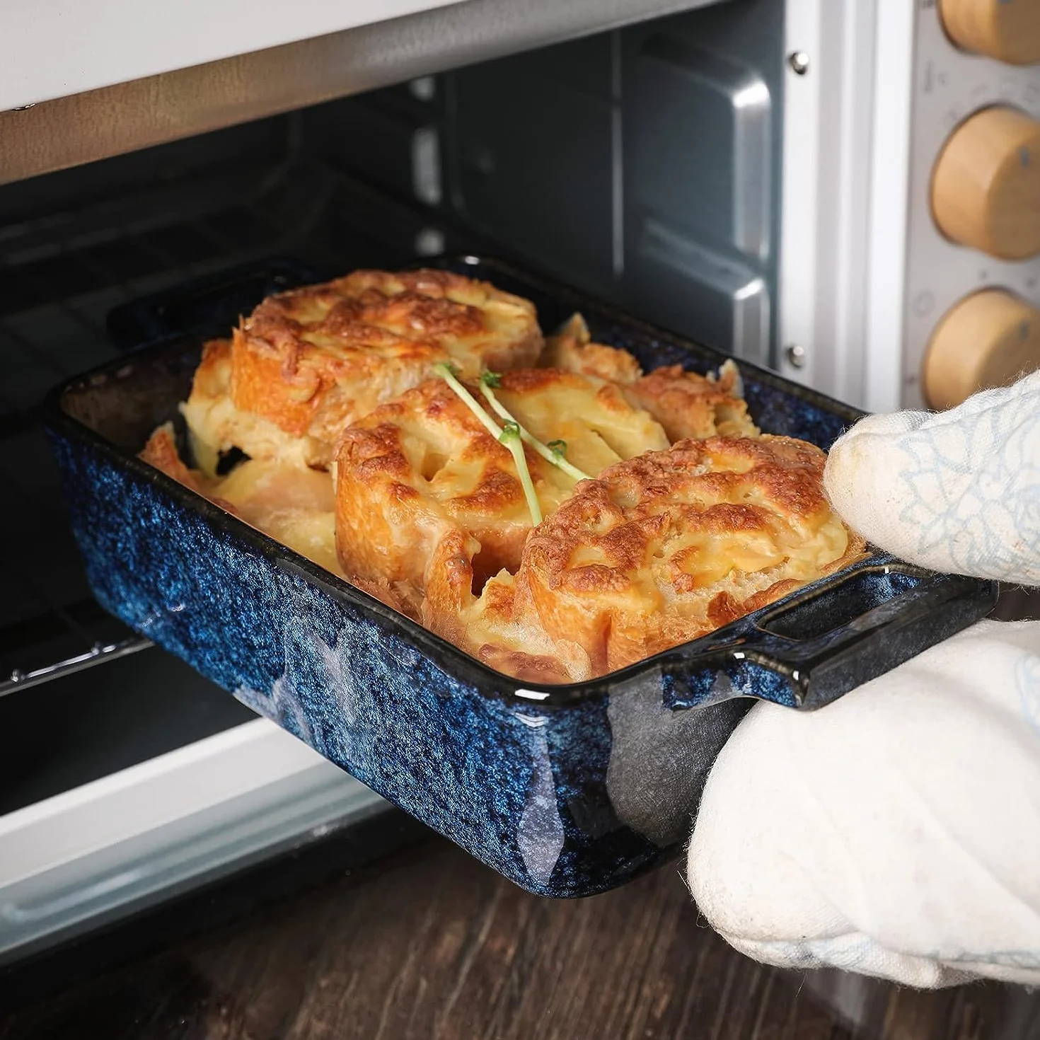 VICRAYS Ceramiczny zestaw naczyń do pieczenia, porcelanowe prostokątne naczynie do lasagne