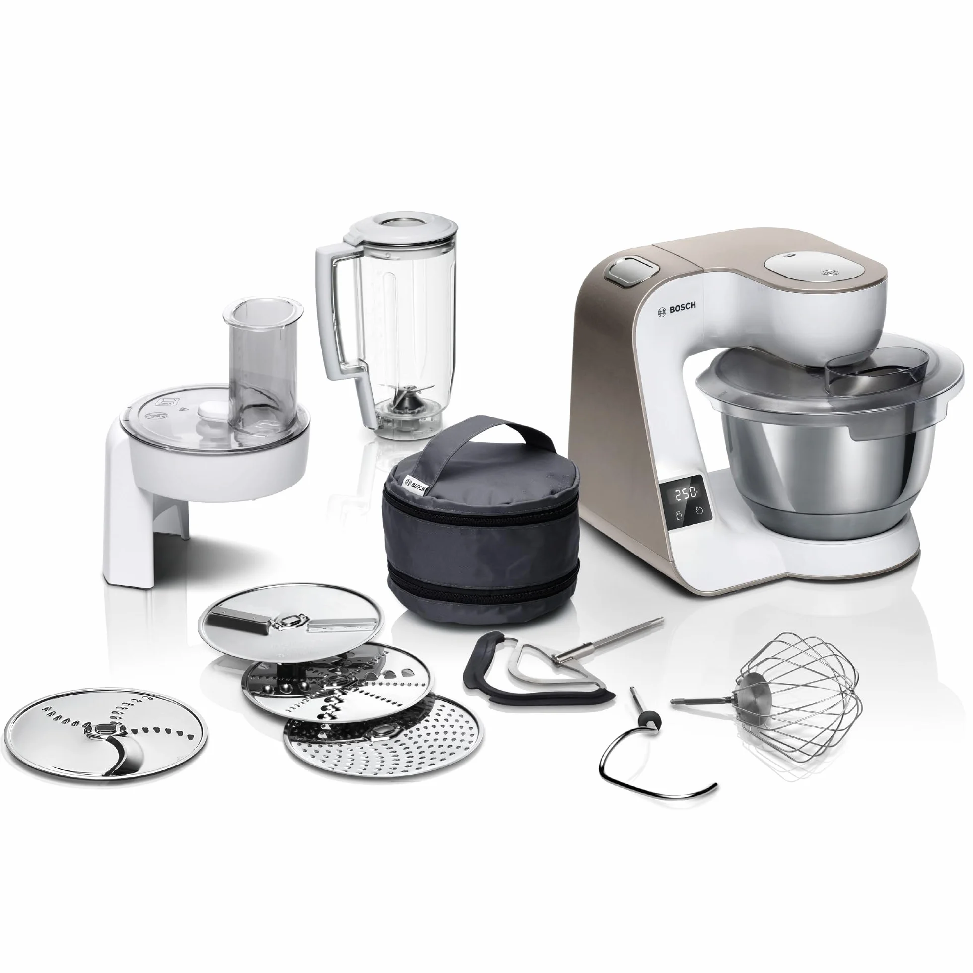 Bosch Hausgeräte MUM5XW20 MUM 5 Robot Kuchenny, Stal Nierdzewna/Tworzywo Sztuczne, 1000 W, 3,9 Litra, Biały/Szary