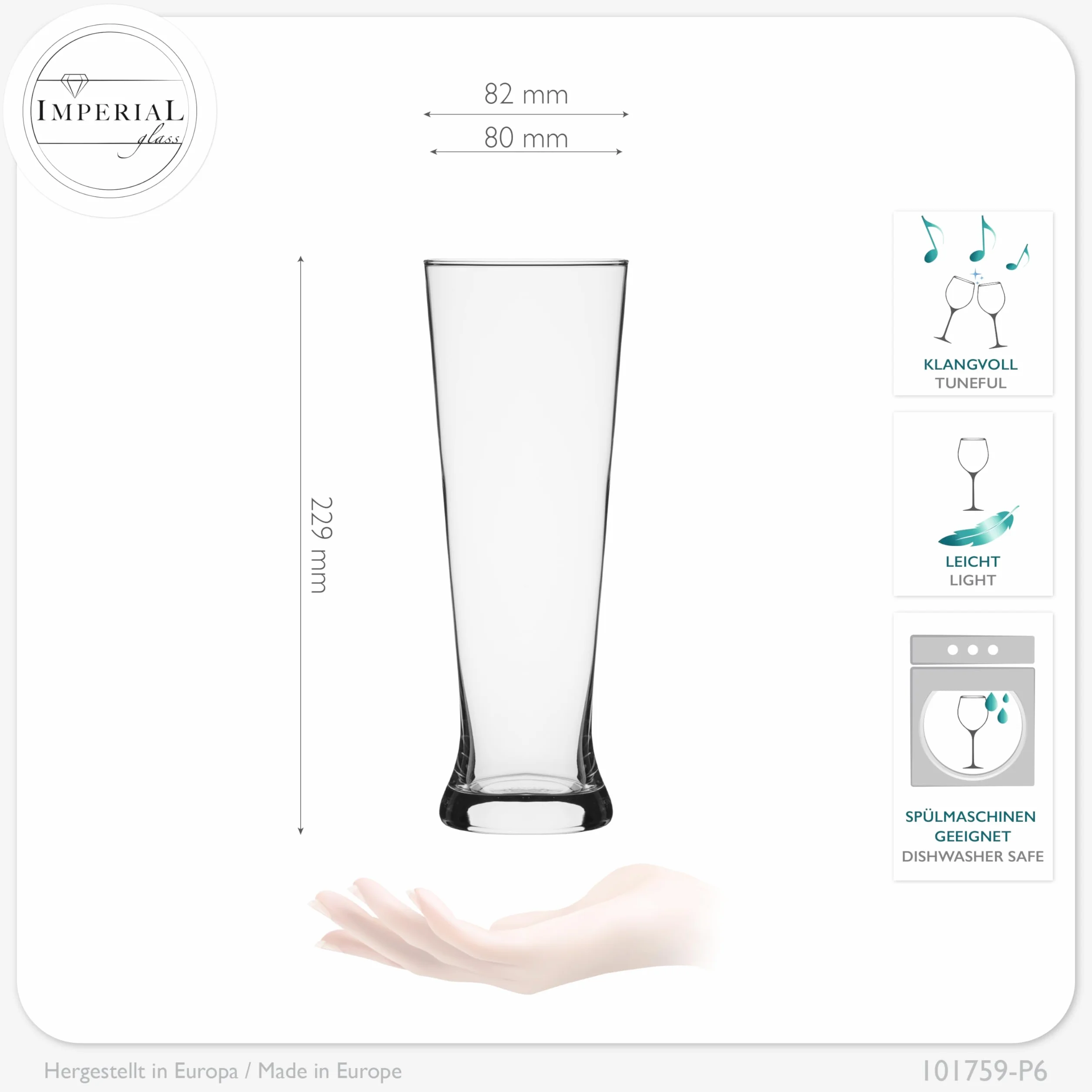 Pilsner szklanki do piwa o wysokiej pojemności 500 ml (maks. 680 ml), nadają się do mycia w zmywarce