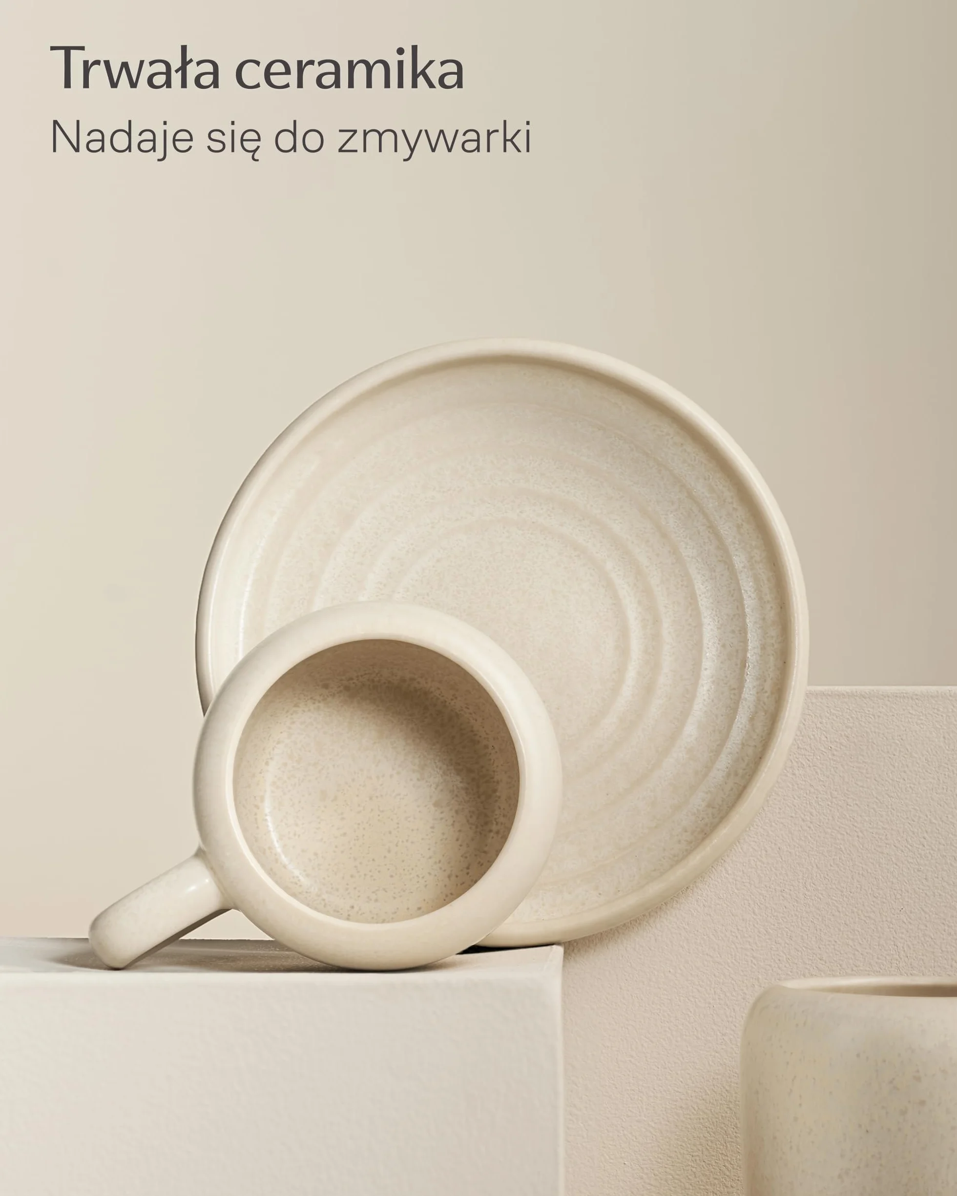Cosumy Filiżanki do Cappuccino 4 Szt. 200 ml – Zestaw Filiżanek do Kawy z Talerzykiem w Bieli – Ergonomiczne Ucho, Grube Ścianki – Do Mikrofalówki i Zmywarki – Zestaw na 4 Osoby