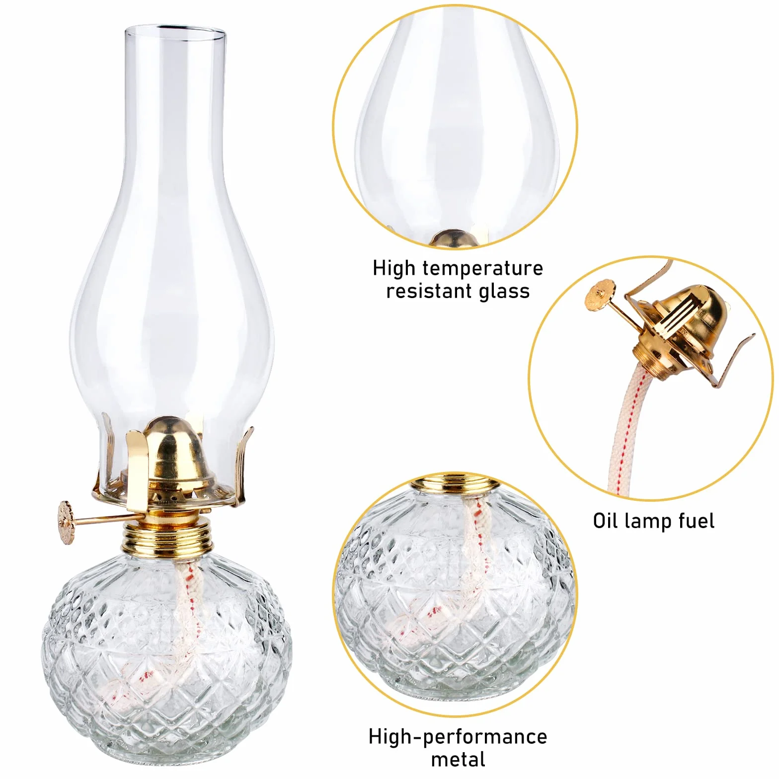 Vegena lampa naftowa do wnętrz - retro nostalgia, przezroczysta, regulowana jasność, wiatroszczelna, dekoracyjna lampa olejowa do salonu, jadalni, do użytku awaryjnego