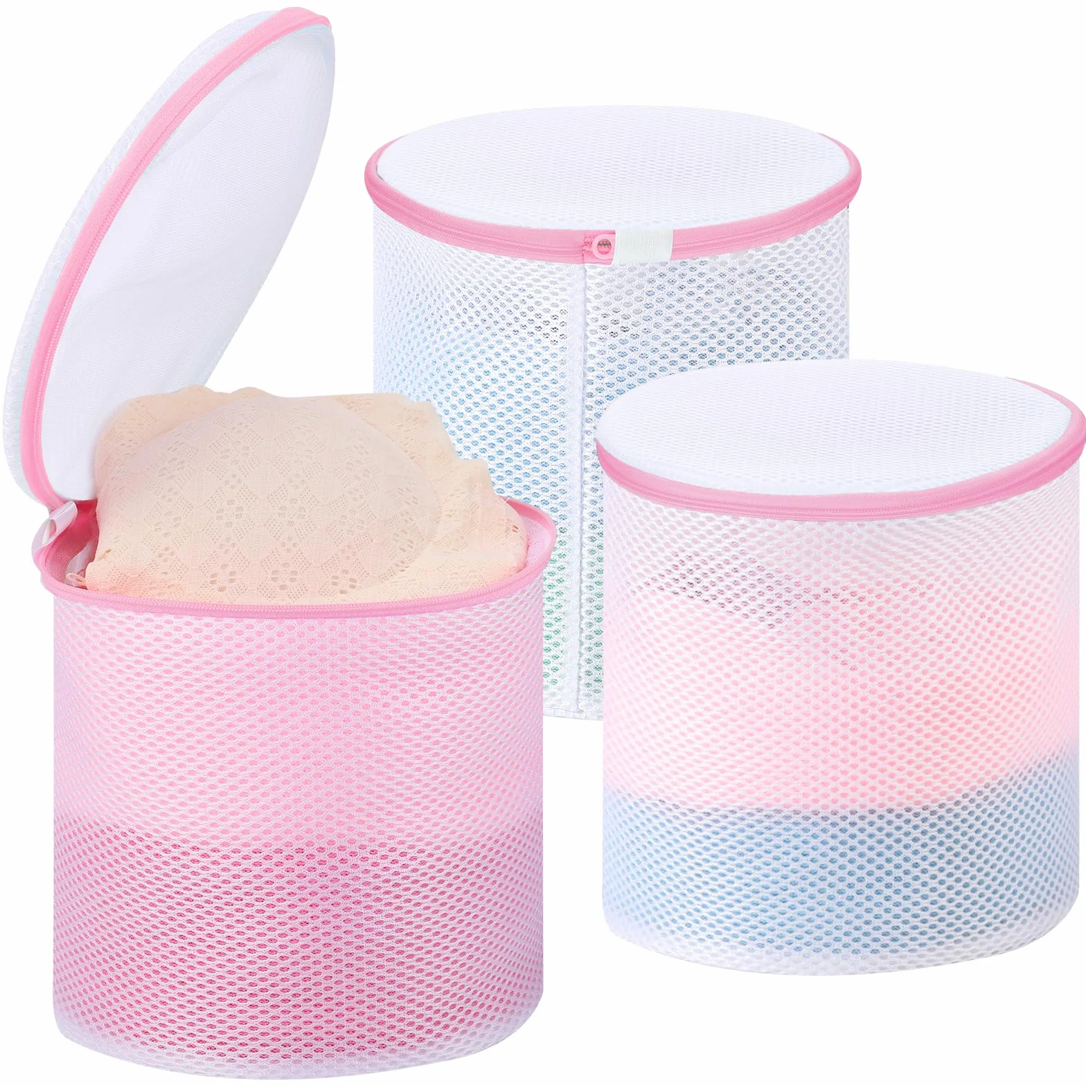 Dntorx 3 sztuki woreczki do prania biustonoszy do pralki 18cmx20cm, siateczka do prania z ukrytym zamkiem błyskawicznym, wielokrotnego użytku siateczka do biustonoszy do pralki worek do prania na