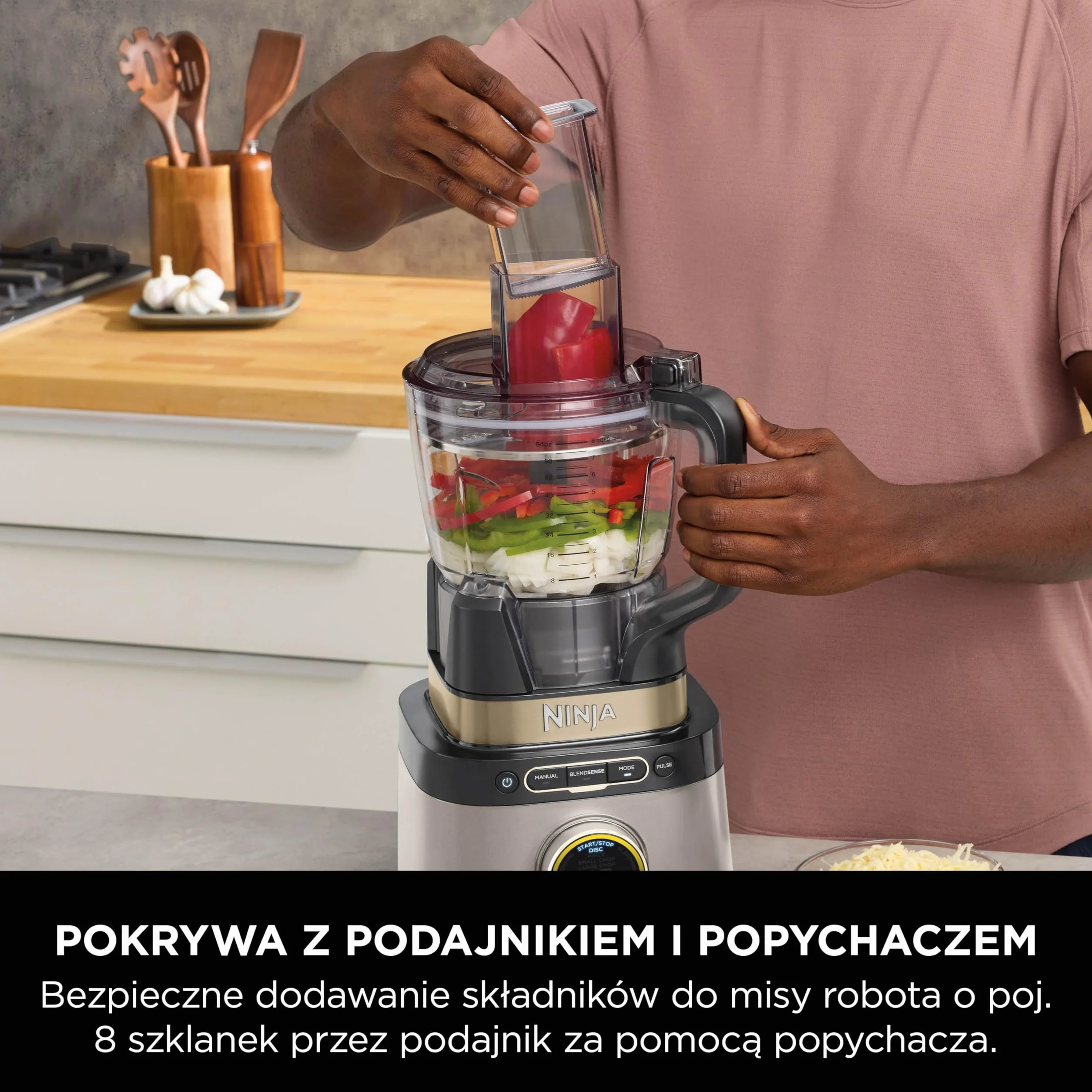 Ninja TB401EUSTGD 3-in-1 Detect Processor Pro Blender, robot kuchenny, ostrze do ciasta, kubki, dzbanek, złoty odcień kamienia