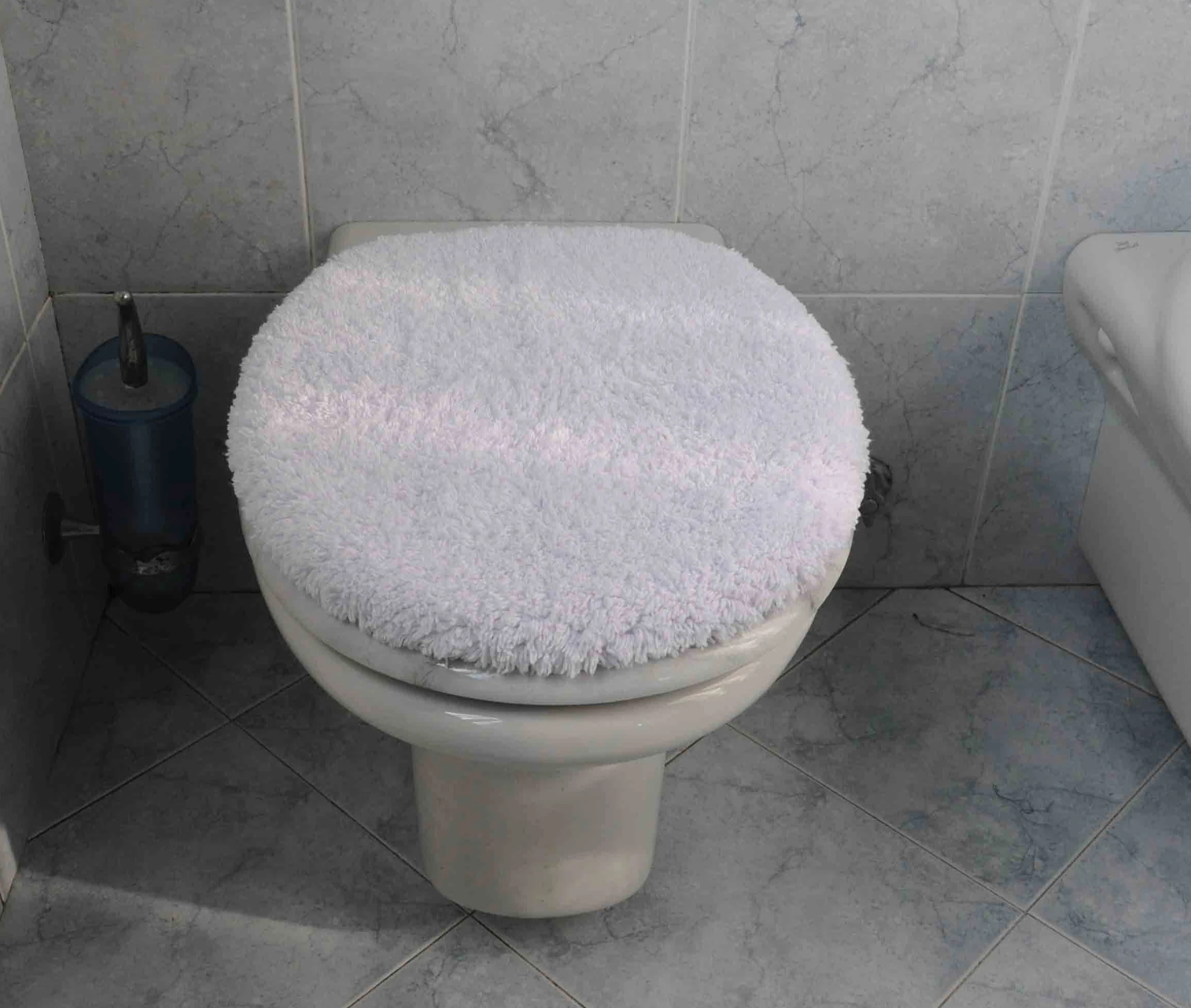 Casatessile Pokrowiec na deskę sedesową ASSE 40 x 45 cm aksamitny miękki pokrowiec na deskę sedesową, pokrowiec na deskę sedesową - biały