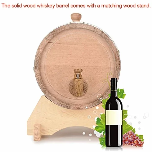 Beczka na wino z drewna dębowego, beczka dębowa do piwa Vintage drewniany dąb z kranem dozownika do wina Brandy Whisky (5L, niebieski)