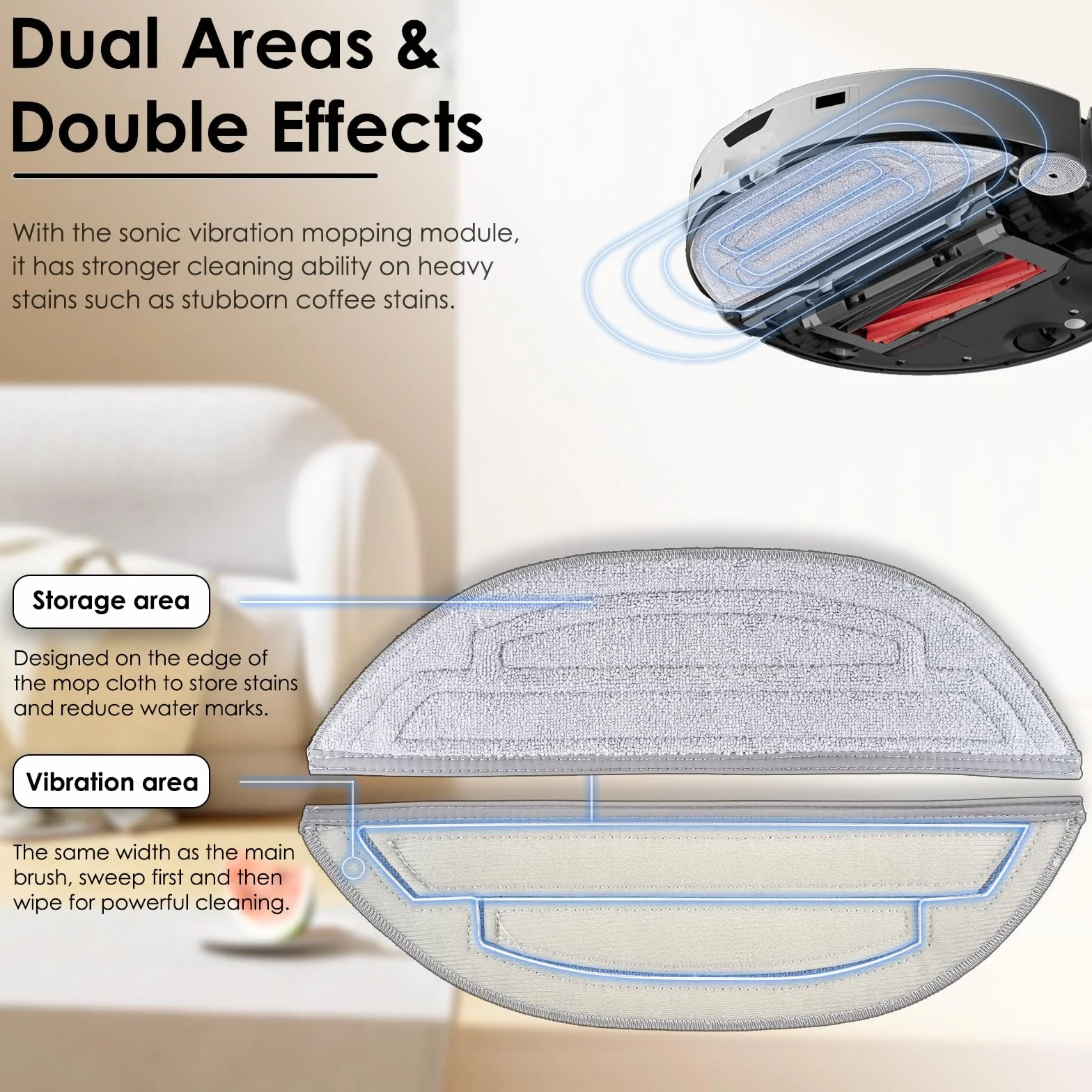 Wkłady do mopa kompatybilne z Roborock S8 MaxV Ultra, S8 Max Ultra Robot Vacuum, podkładki do mopa VibraRise z dwoma modułami wibracji dźwiękowych, ściereczka do mopa z podkładką krawędziową, 5