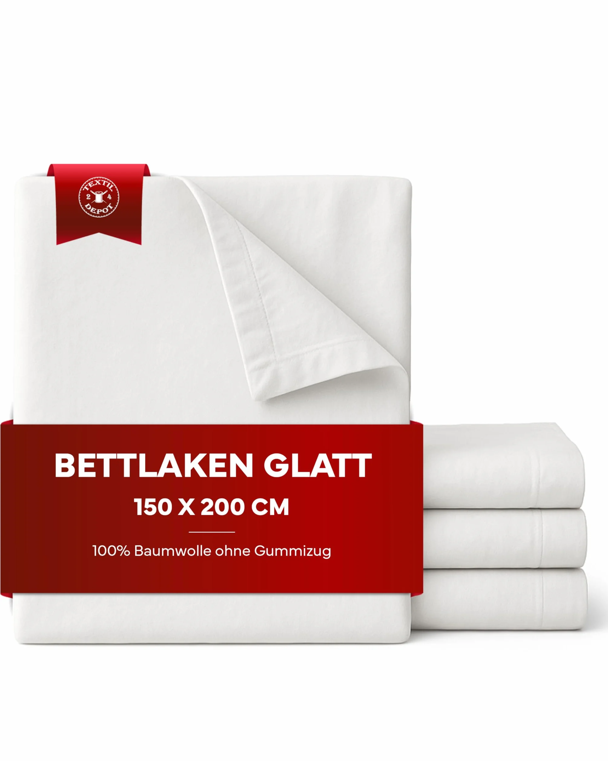 Gładkie płaskie prześcieradło 150 x 200 cm białe 100% bawełna bez gumki