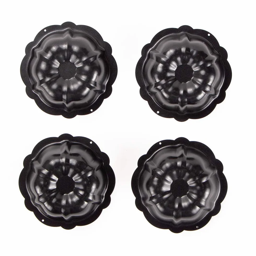 webake Mini karbowany pierścień tort puszka 4 szt. 10 cm 10 cm forma do Savarin okrągła forma do pieczenia ciasta nieprzywierające kubki do ciasta