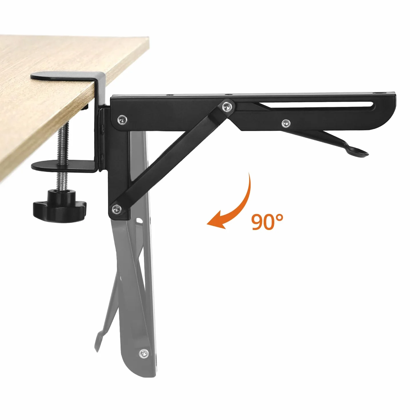 QWORK® zestaw 2 uchwytów przedłużających do biurka z klipsem do montażu na stole, zdejmowany, składany uchwyt na biurko o grubości od 1 do 5 cm