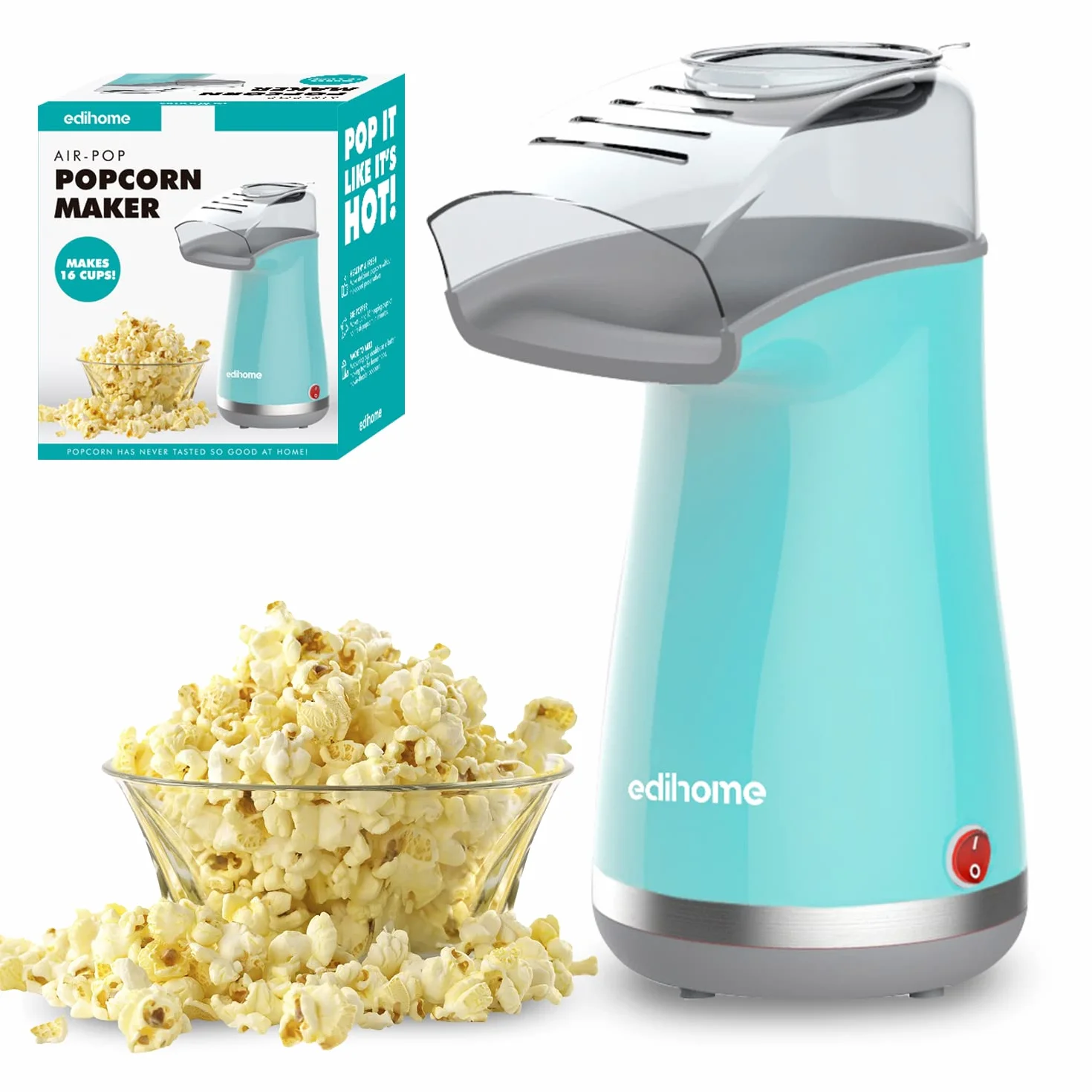Edihome Elektryczna Maszyna Popcorn 1200 W Niebieska