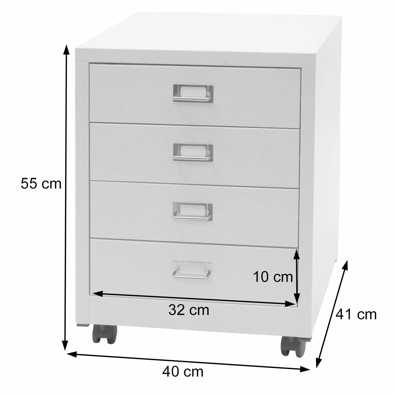 Mendler Szafka biurowa z kółkami HWC-L49 stal 4 szuflady 55 x 40 x 41 cm - czerwona