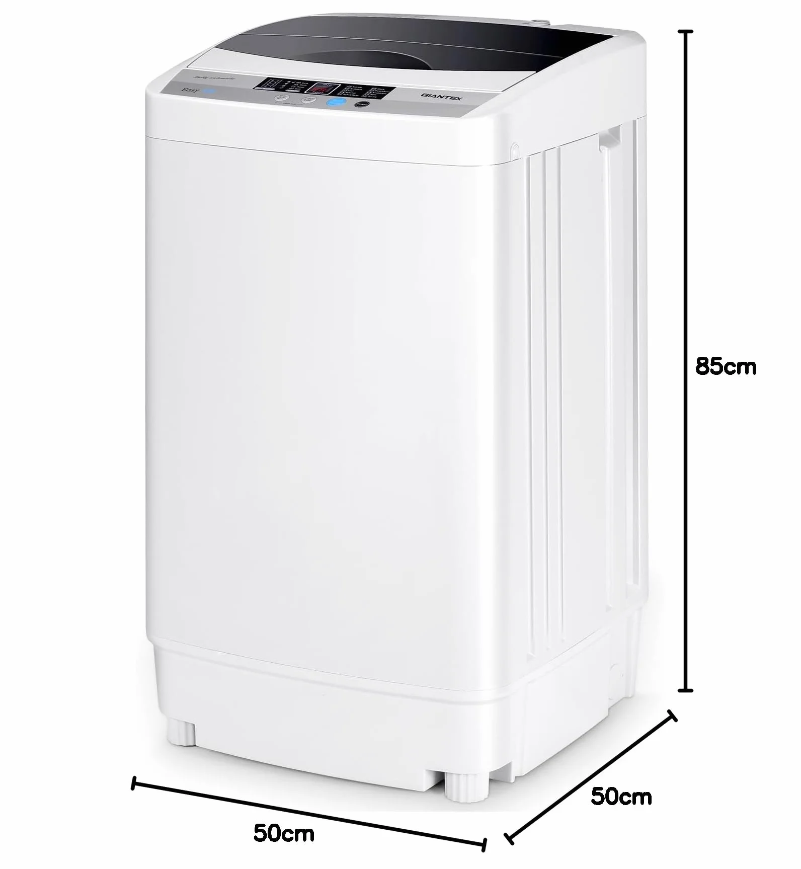 COSTWAY Pralka 4,5 kg, ładowana od góry pralka z pompką, wirką, wyświetlaczem, mini pralka 310 W/ 50 x 50 x 85 cm, mała do mieszkania, kampera