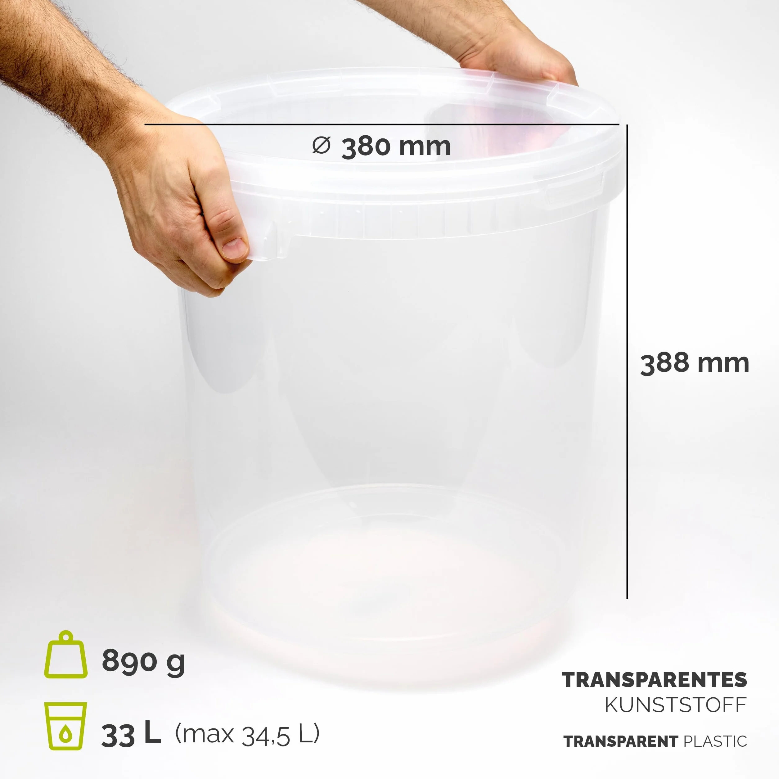 Garronda Wiadro z pokrywą 33 L Przezroczysty GD-0072